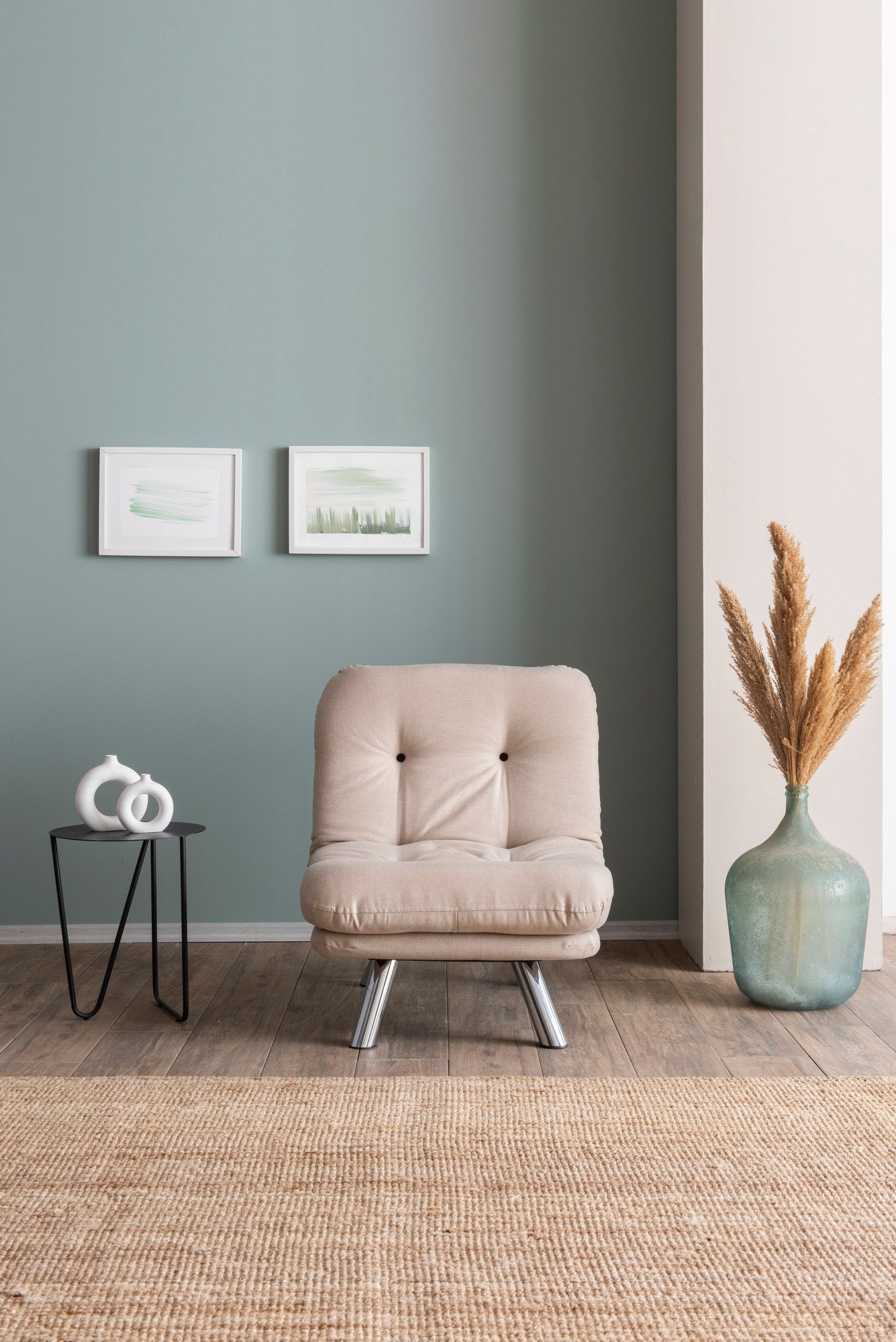 Sofá-cama versátil de 1 lugar, tecido de linho creme, estrutura 100% metálica | Fácil de limpar, encosto multiposições, capacidade para 100 kg | Perfeito para espaços pequenos