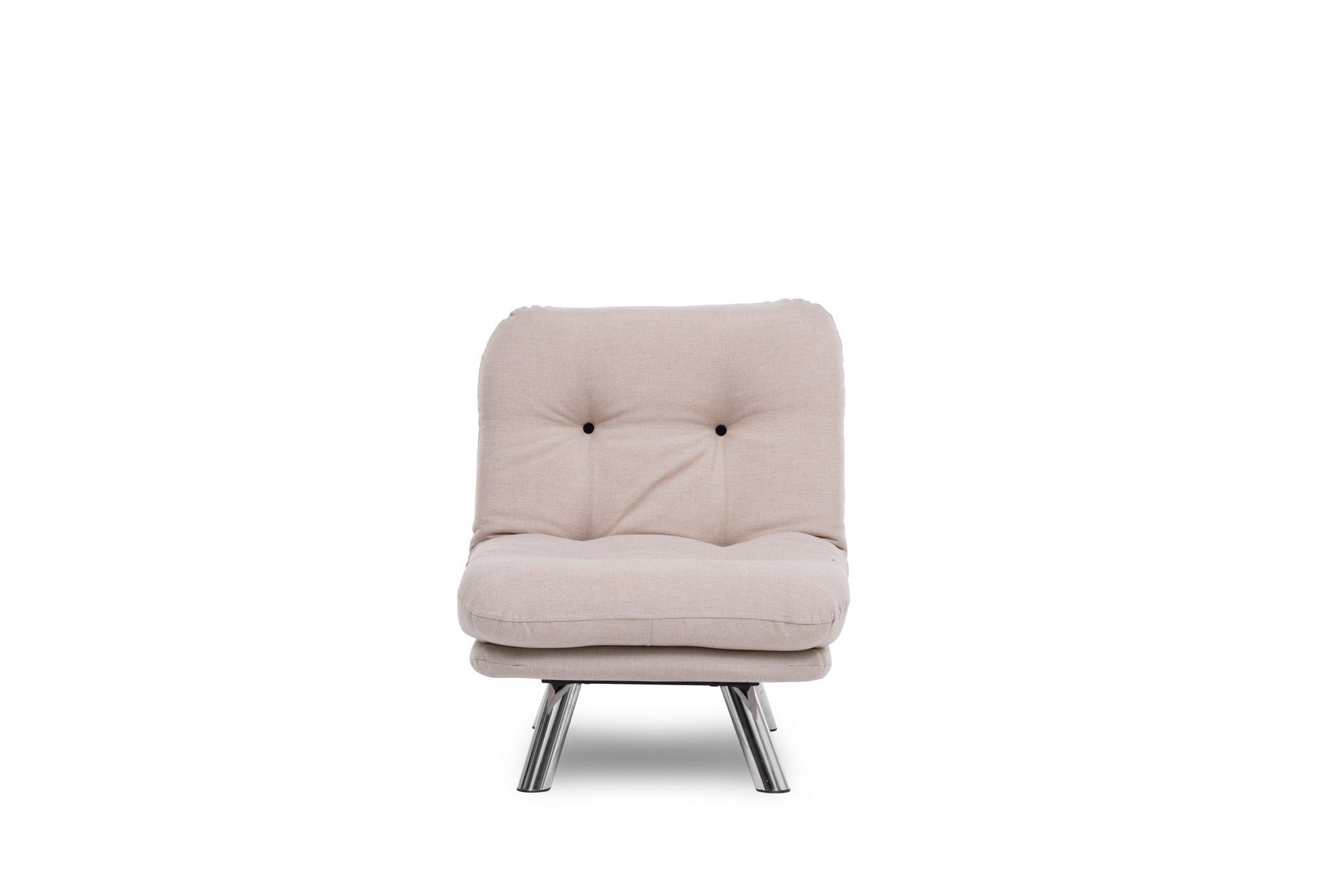 Sofá-cama versátil de 1 lugar, tecido de linho creme, estrutura 100% metálica | Fácil de limpar, encosto multiposições, capacidade para 100 kg | Perfeito para espaços pequenos