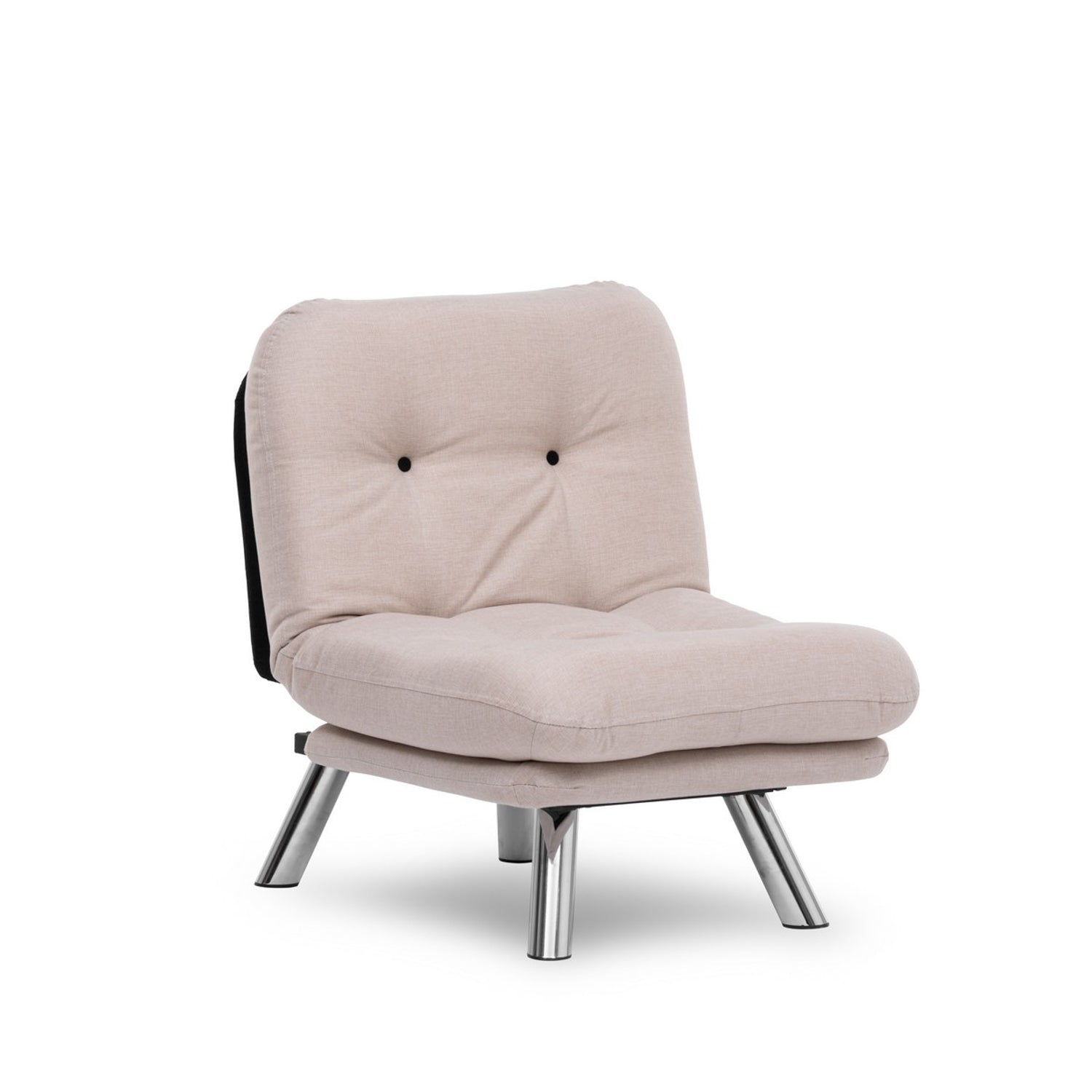 Sofá-cama versátil de 1 lugar, tecido de linho creme, estrutura 100% metálica | Fácil de limpar, encosto multiposições, capacidade para 100 kg | Perfeito para espaços pequenos