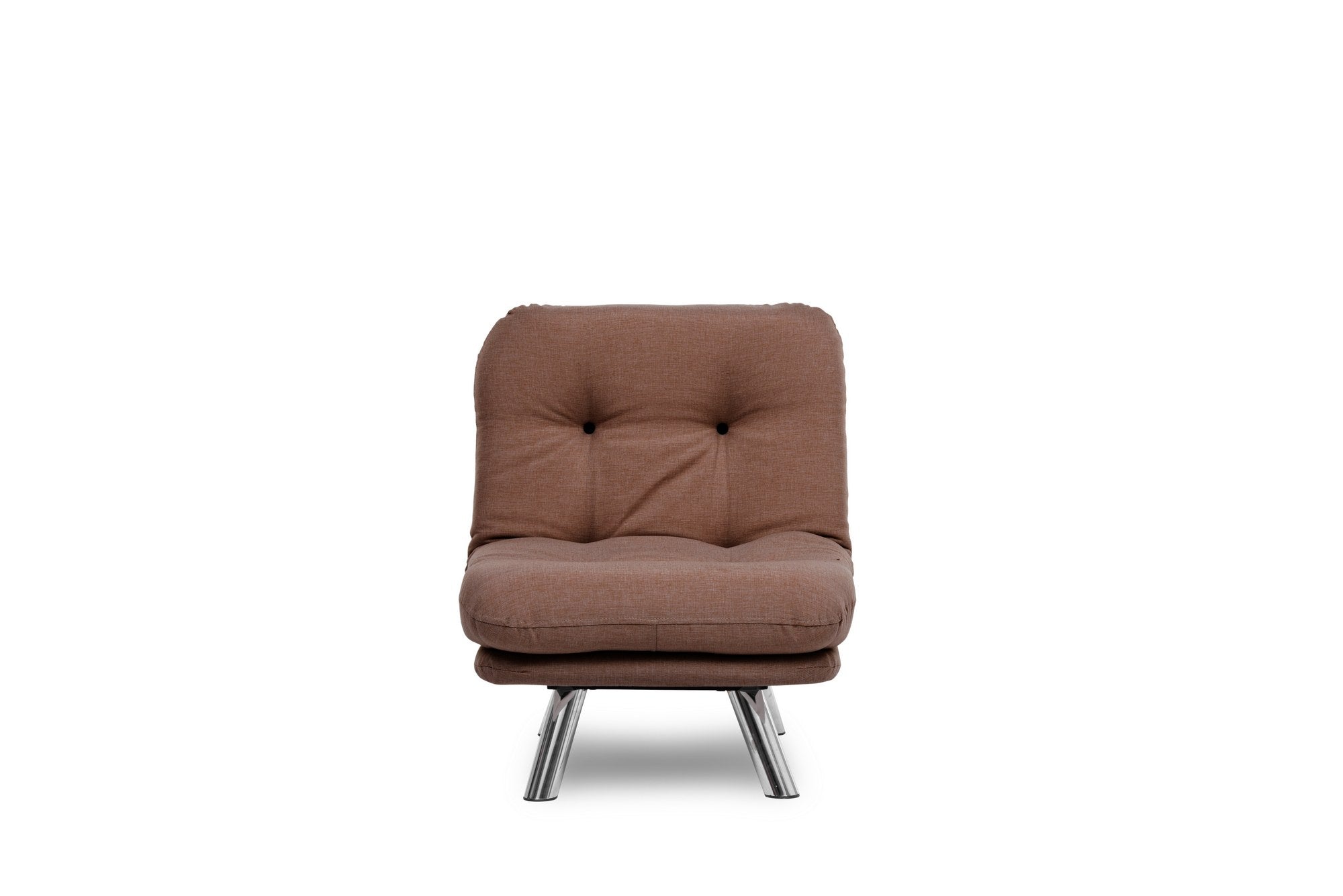Sofá-cama versátil de 1 lugar, marrom claro, estrutura 100% metálica, tecido de linho fácil de limpar | Encosto multiposições, capacidade de 100 kg, perfeito para espaços pequenos