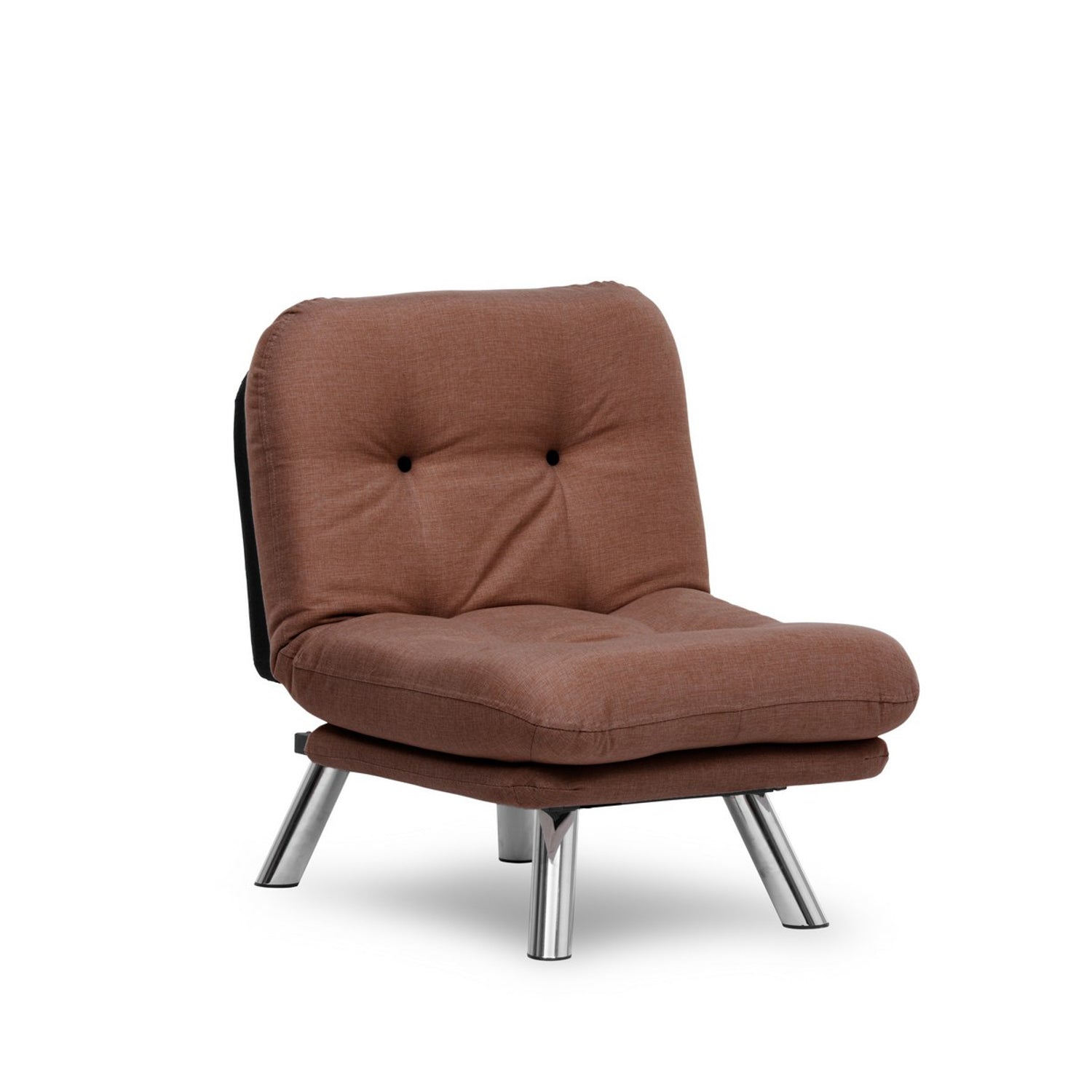 Sofá-cama versátil de 1 lugar, marrom claro, estrutura 100% metálica, tecido de linho fácil de limpar | Encosto multiposições, capacidade de 100 kg, perfeito para espaços pequenos
