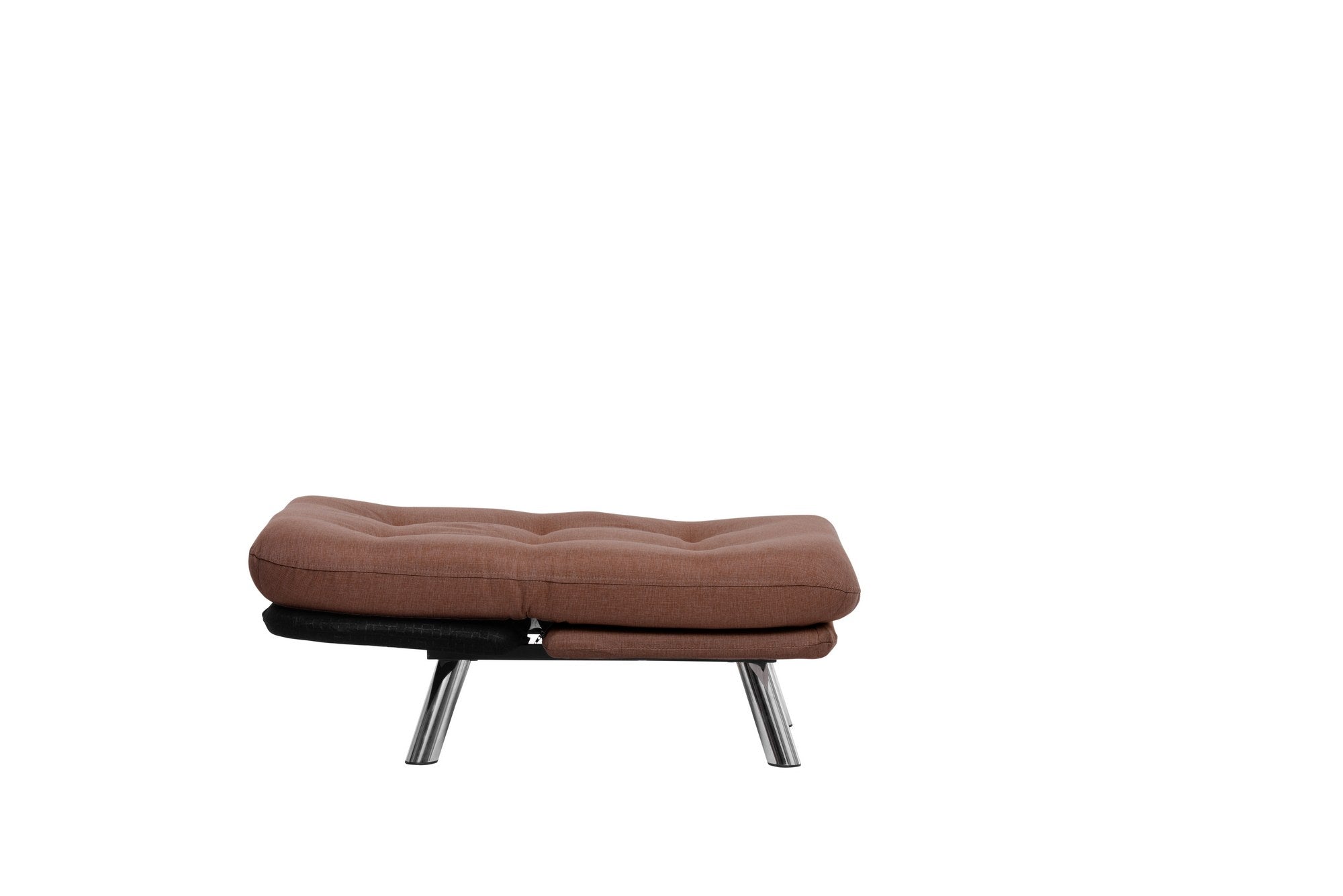 Sofá-cama versátil de 1 lugar, marrom claro, estrutura 100% metálica, tecido de linho fácil de limpar | Encosto multiposições, capacidade de 100 kg, perfeito para espaços pequenos
