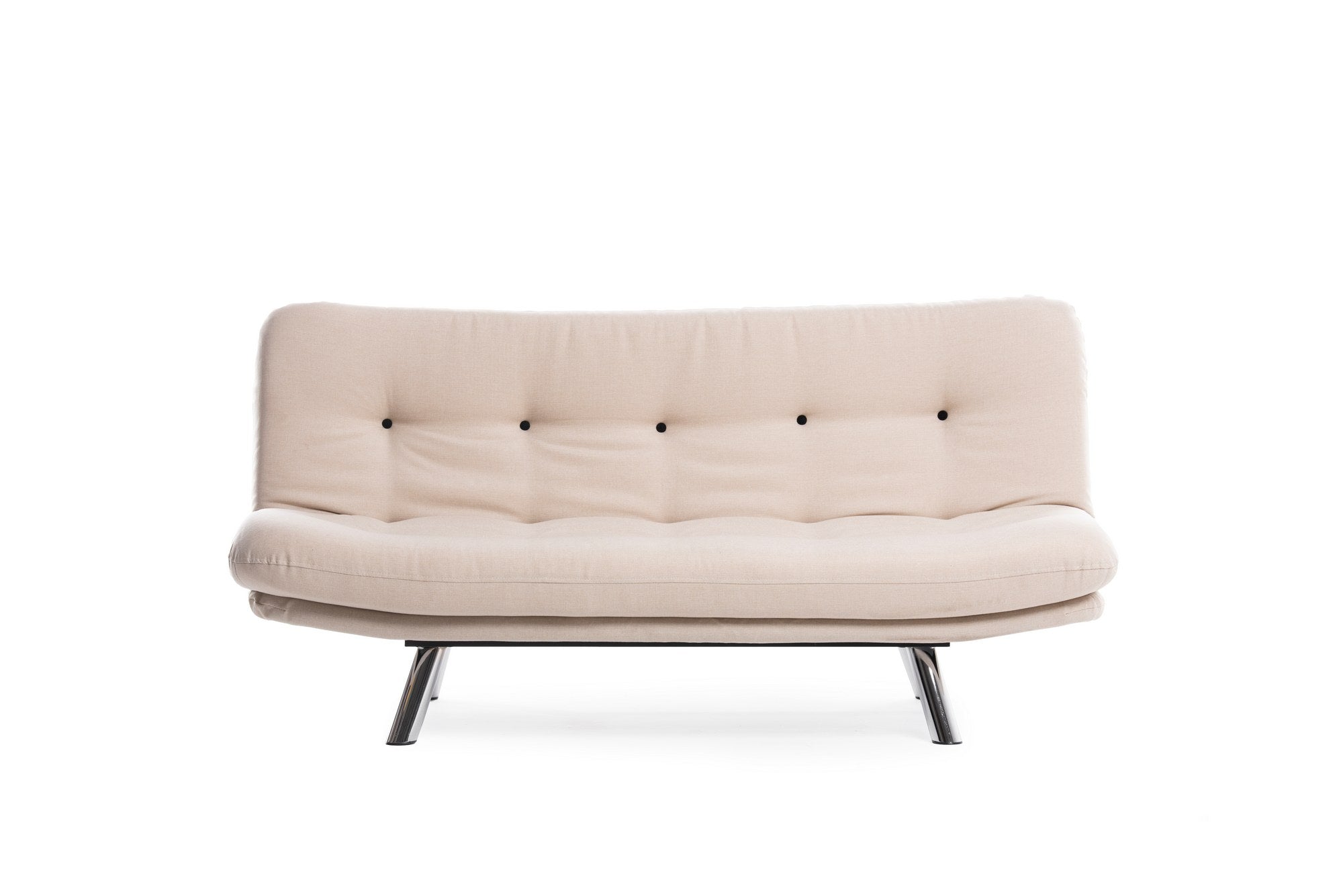 Sofá-cama versátil de 3 lugares, tecido de linho creme, estrutura 100% metálica | Encosto multiposições, capacidade de 200 kg | Perfeito para sala de estar e quarto de hóspedes