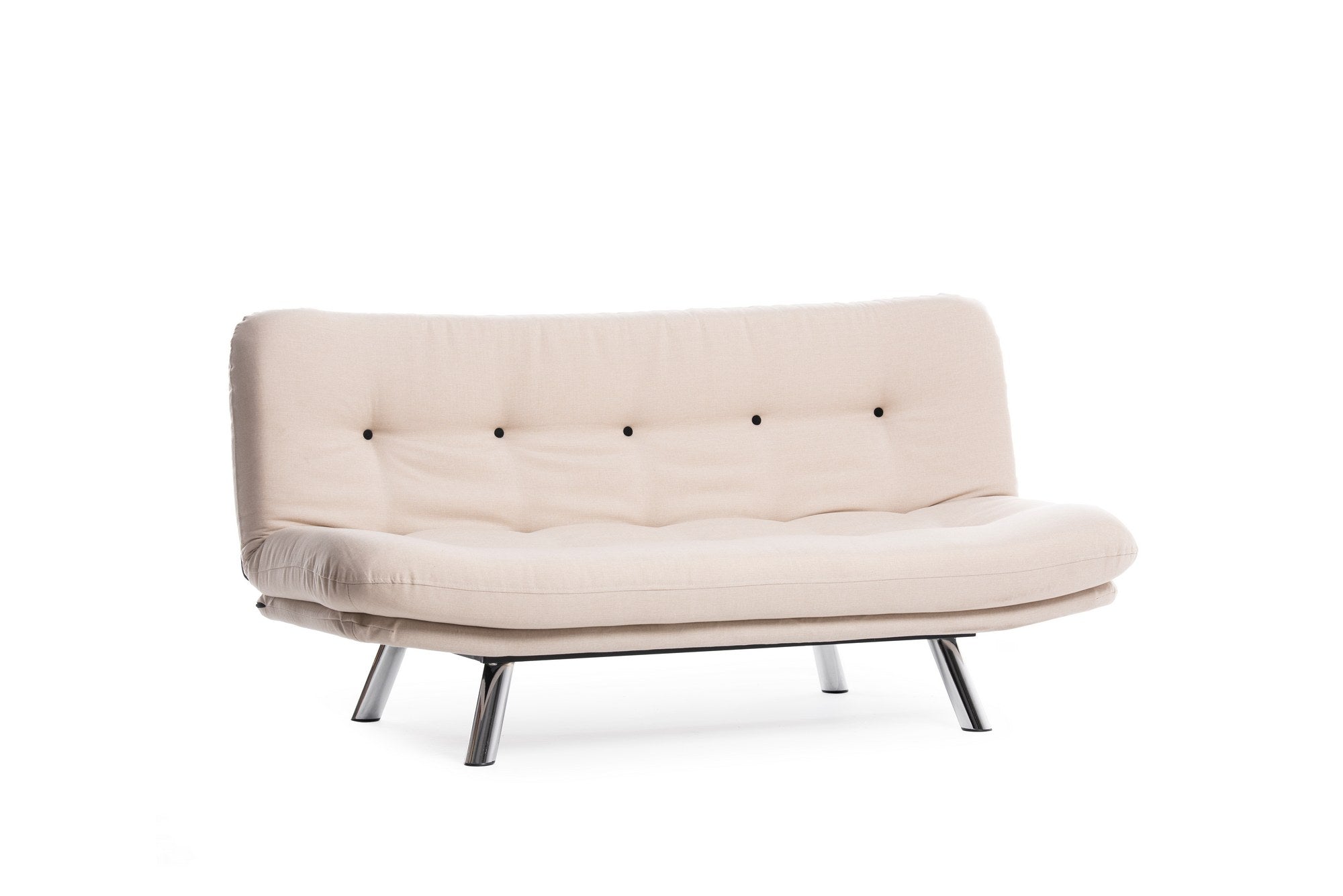 Sofá-cama versátil de 3 lugares, tecido de linho creme, estrutura 100% metálica | Encosto multiposições, capacidade de 200 kg | Perfeito para sala de estar e quarto de hóspedes