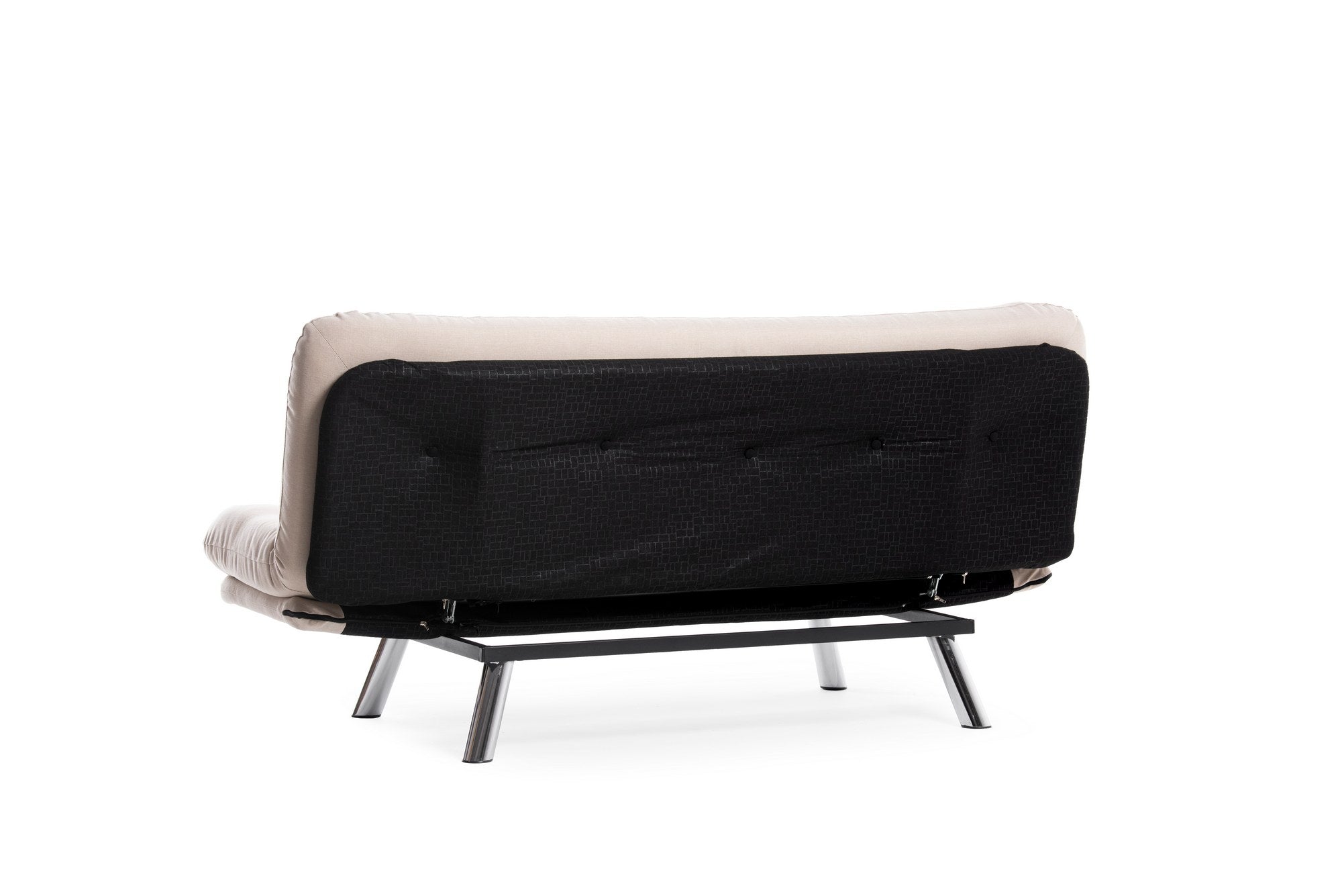 Sofá-cama versátil de 3 lugares, tecido de linho creme, estrutura 100% metálica | Encosto multiposições, capacidade de 200 kg | Perfeito para sala de estar e quarto de hóspedes
