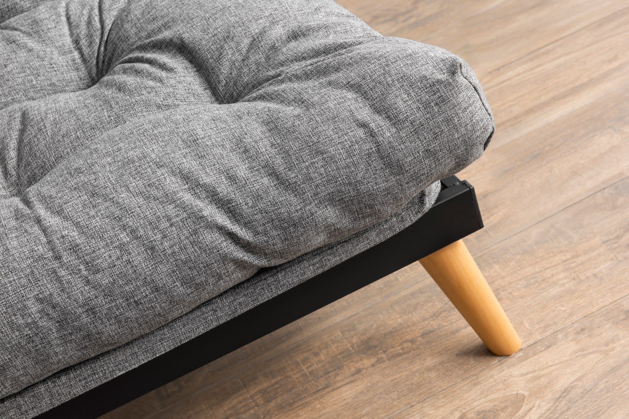 Sofá-cama de 3 lugares, linho cinza claro, 185 x 82 x 92 cm | Estrutura 100% metálica, encosto ajustável em 14 níveis, transforma-se em cama | Design elegante e funcional