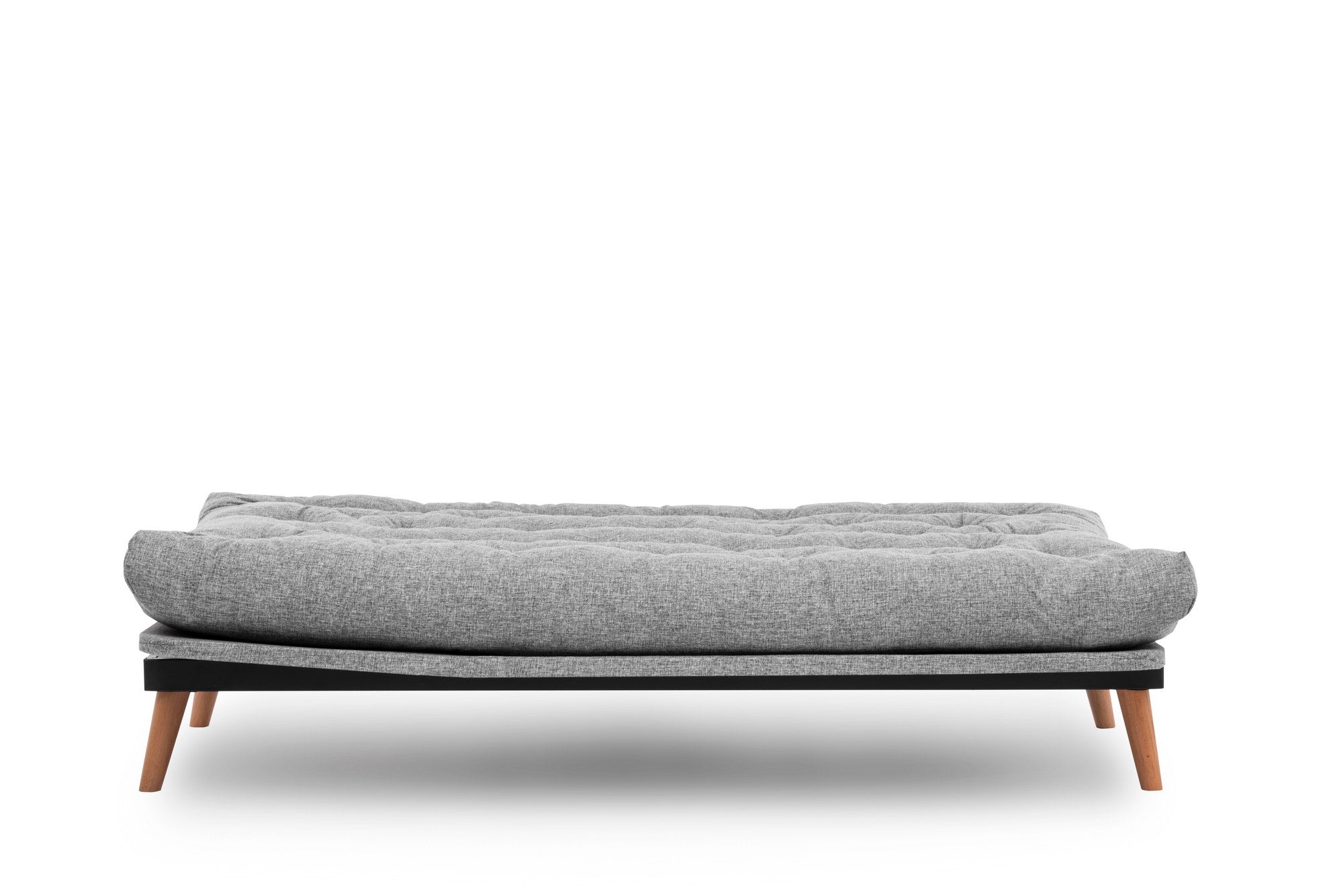 Sofá-cama de 3 lugares, linho cinza claro, 185 x 82 x 92 cm | Estrutura 100% metálica, encosto ajustável em 14 níveis, transforma-se em cama | Design elegante e funcional