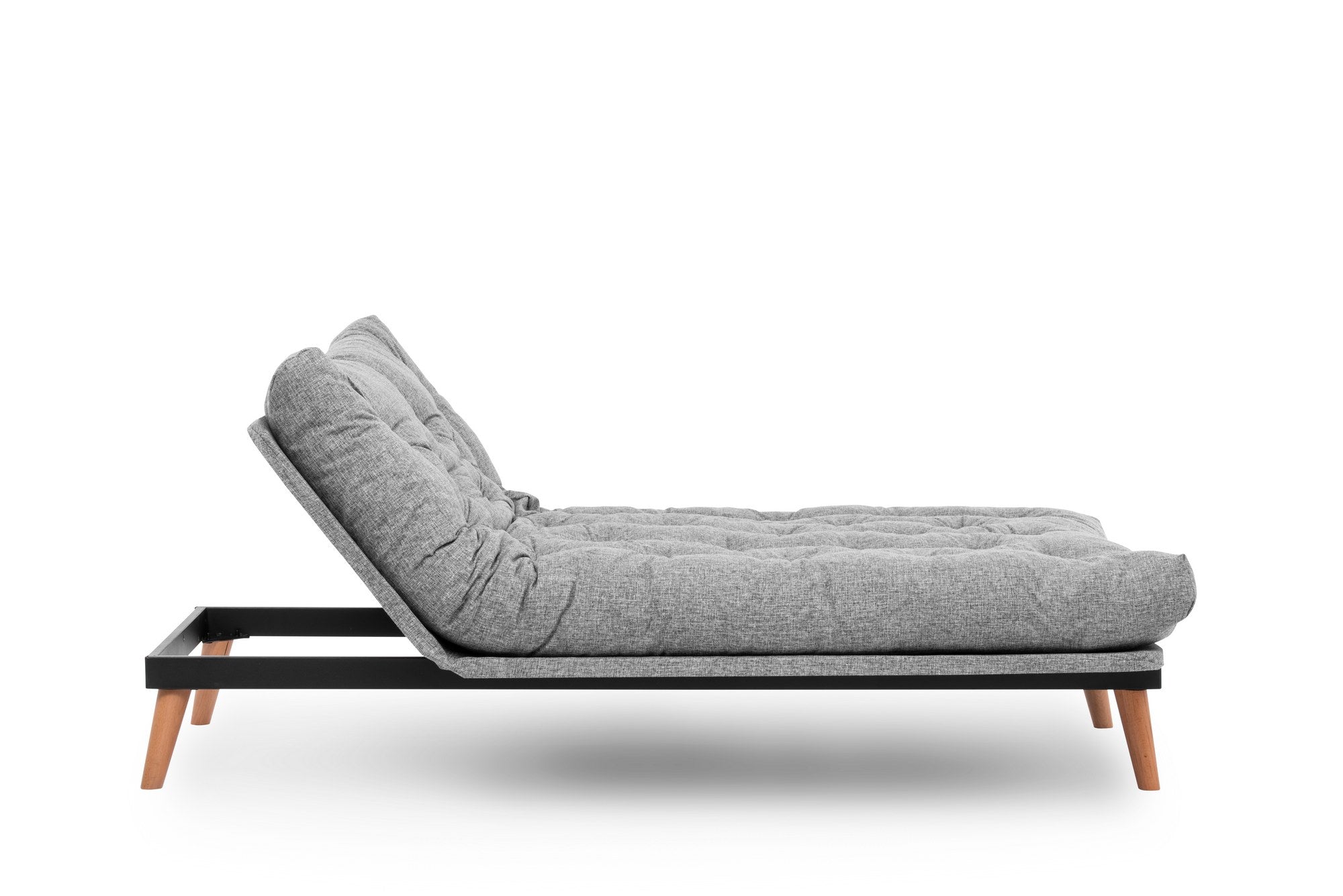 Sofá-cama de 3 lugares, linho cinza claro, 185 x 82 x 92 cm | Estrutura 100% metálica, encosto ajustável em 14 níveis, transforma-se em cama | Design elegante e funcional