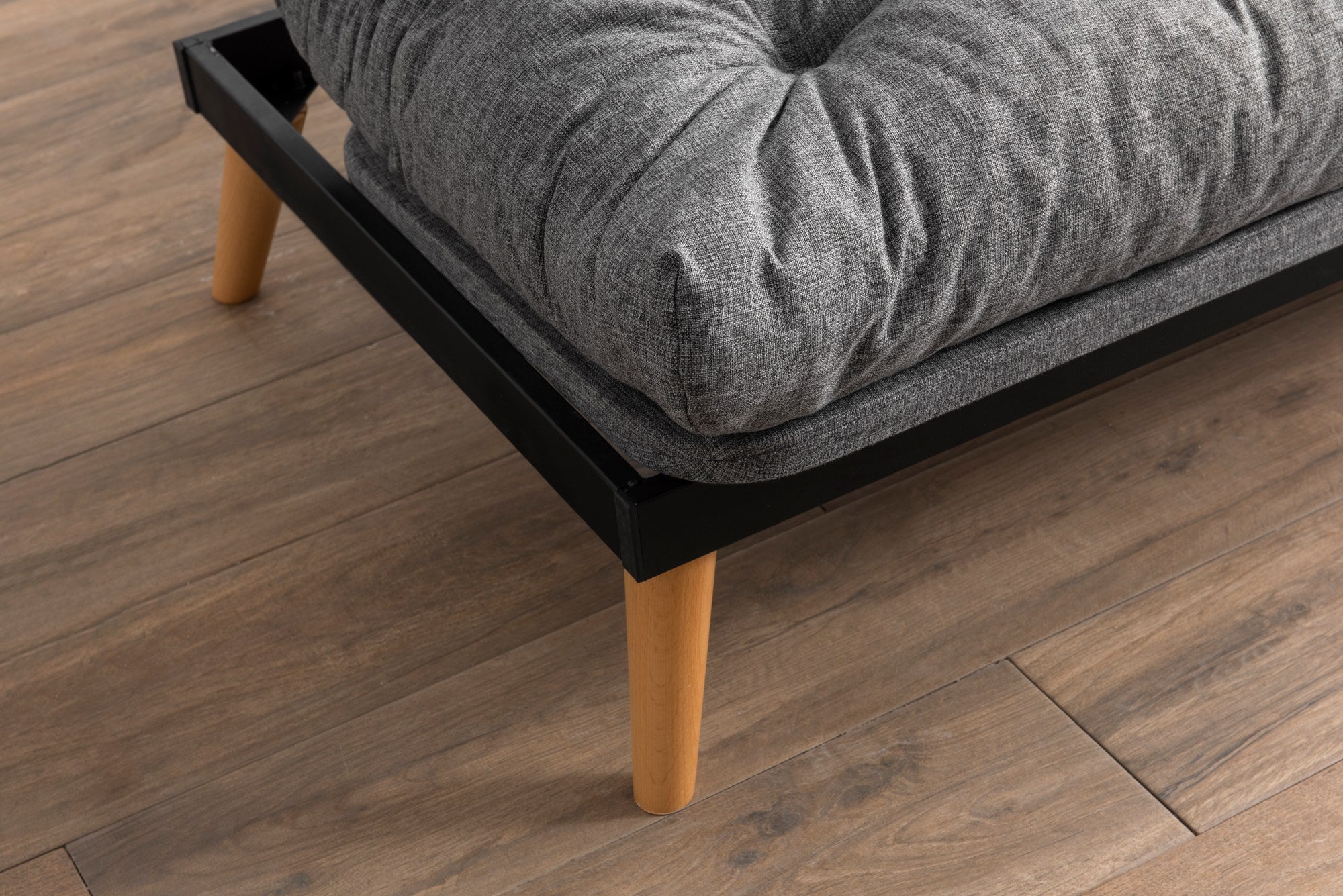 Sofá-cama de 3 lugares, linho cinza claro, 185 x 82 x 92 cm | Estrutura 100% metálica, encosto ajustável em 14 níveis, transforma-se em cama | Design elegante e funcional