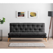 Sofá-cama de 3 lugares, linho cinza escuro, 185 x 82 x 92 cm | Estrutura 100% metálica, encosto ajustável em 14 níveis, transforma-se facilmente em cama | Elegante e funcional