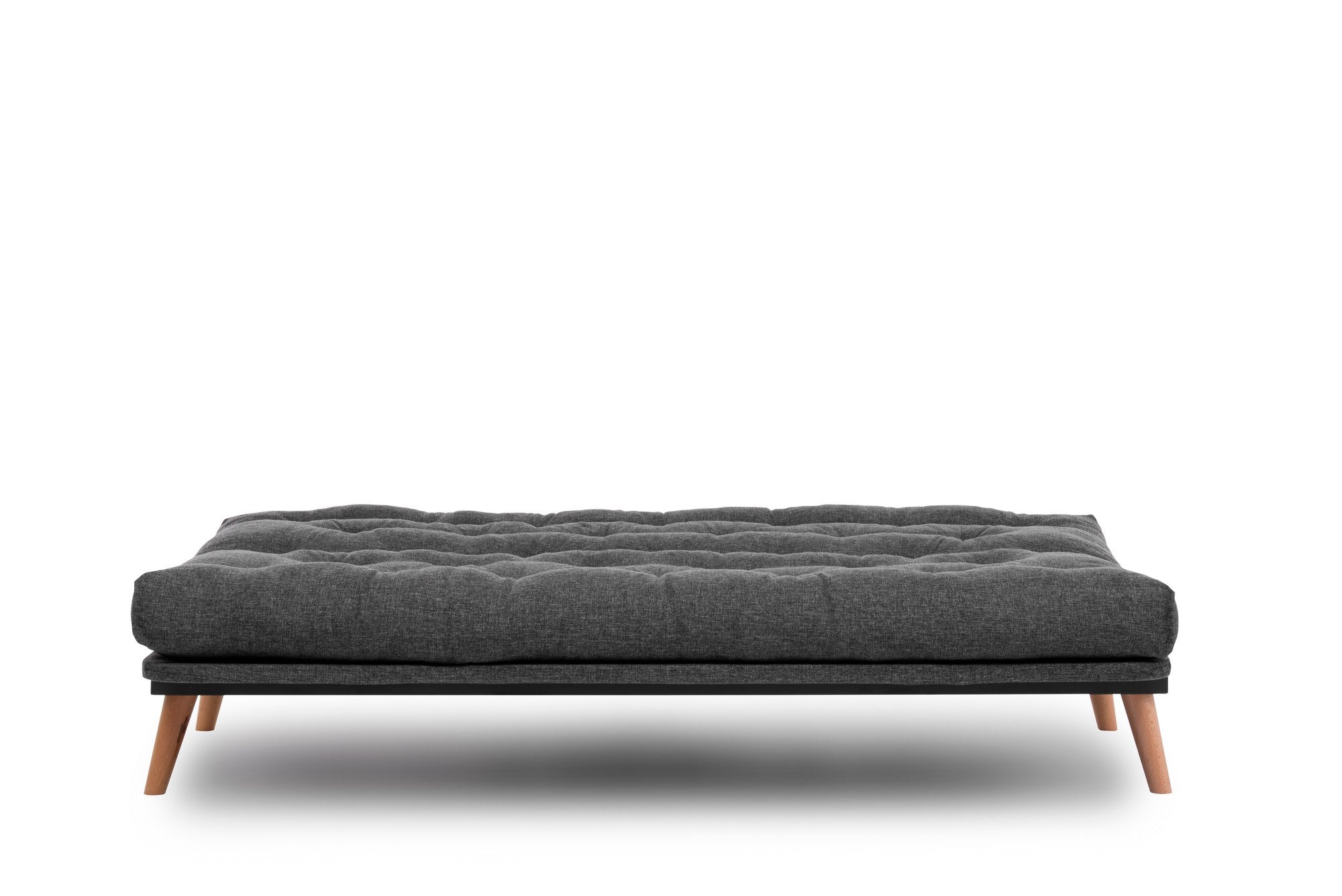 Sofá-cama de 3 lugares, linho cinza escuro, 185 x 82 x 92 cm | Estrutura 100% metálica, encosto ajustável em 14 níveis, transforma-se facilmente em cama | Elegante e funcional