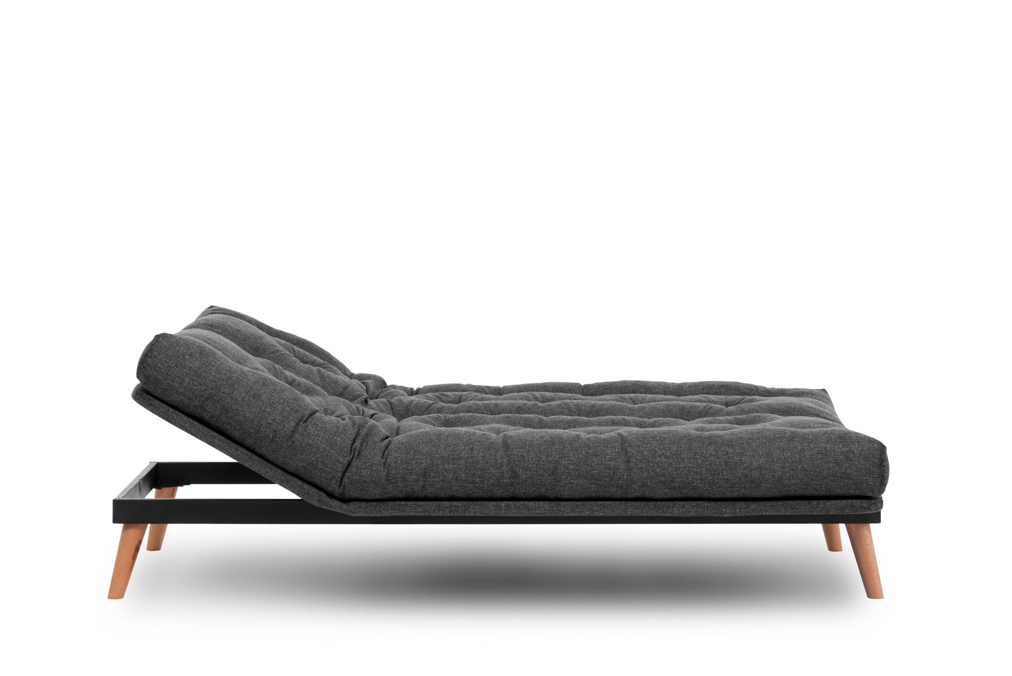 Sofá-cama de 3 lugares, linho cinza escuro, 185 x 82 x 92 cm | Estrutura 100% metálica, encosto ajustável em 14 níveis, transforma-se facilmente em cama | Elegante e funcional