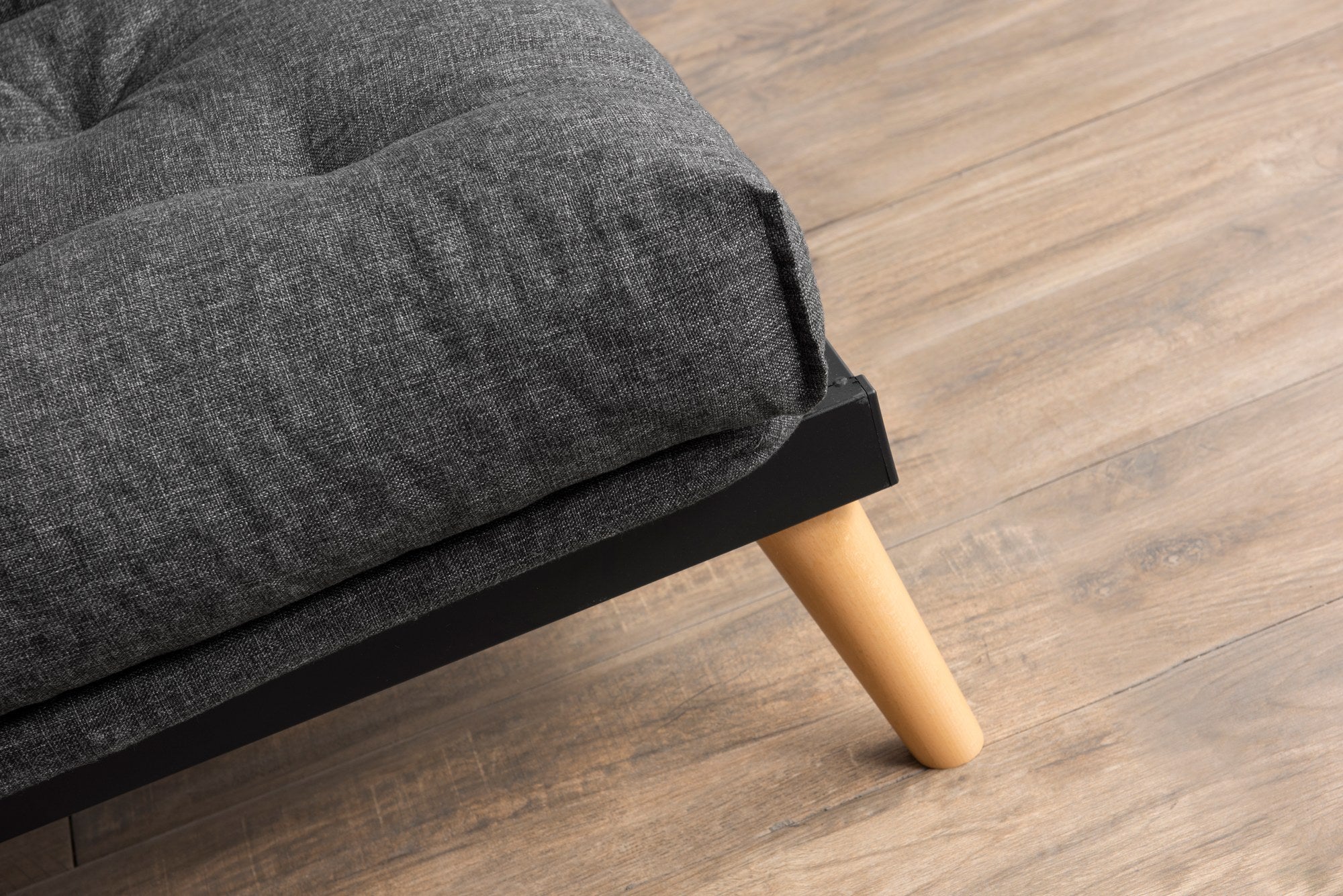 Sofá-cama de 3 lugares, linho cinza escuro, 185 x 82 x 92 cm | Estrutura 100% metálica, encosto ajustável em 14 níveis, transforma-se facilmente em cama | Elegante e funcional