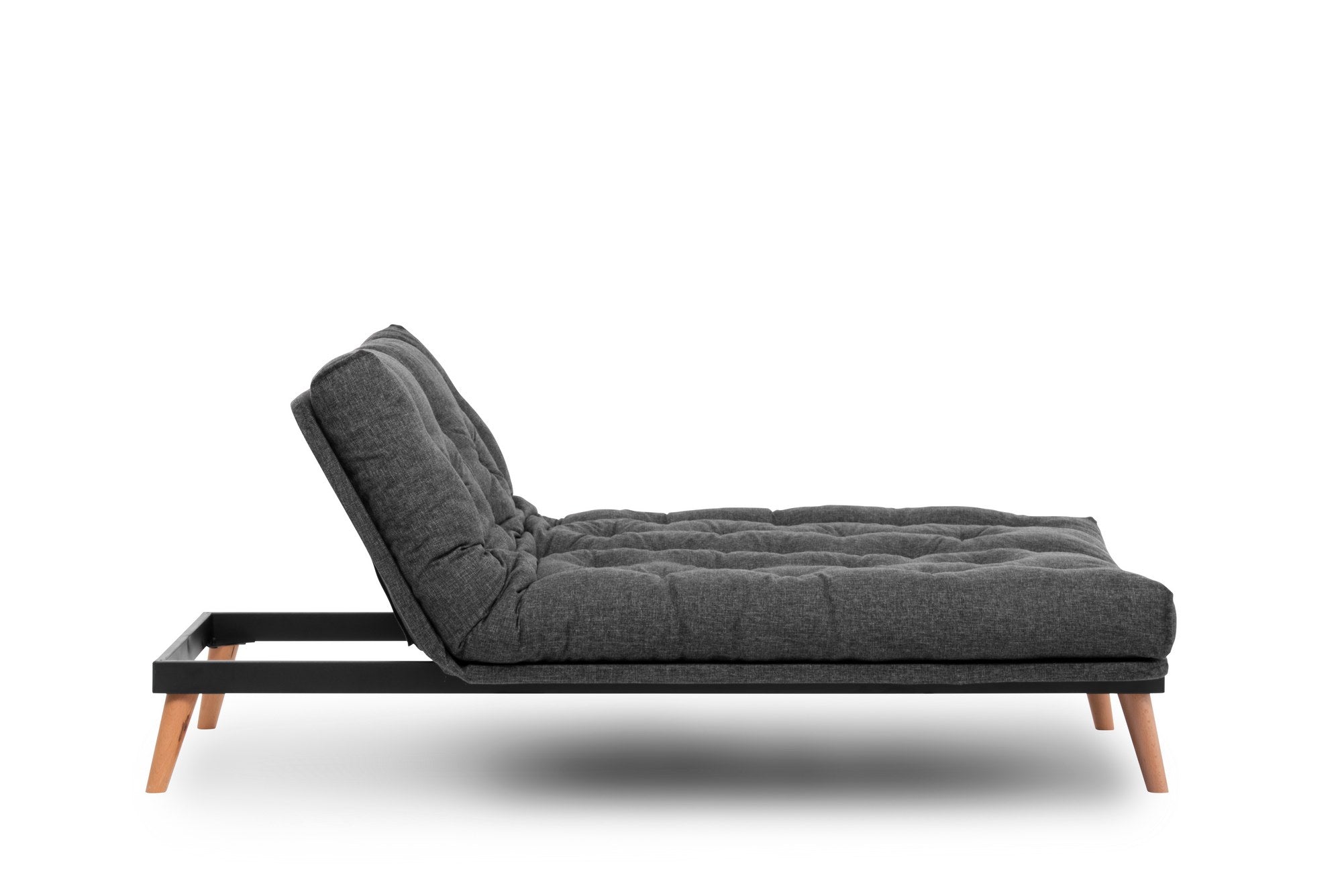 Sofá-cama de 3 lugares, linho cinza escuro, 185 x 82 x 92 cm | Estrutura 100% metálica, encosto ajustável em 14 níveis, transforma-se facilmente em cama | Elegante e funcional