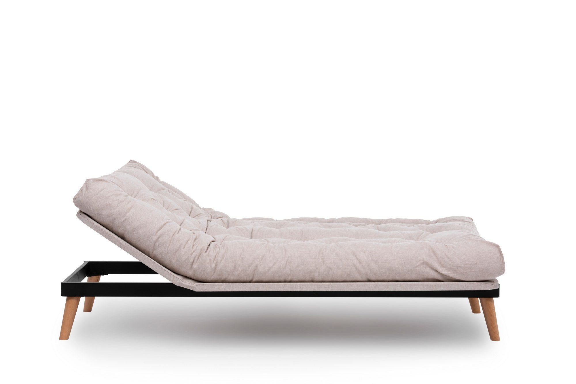 Sofá-cama de 3 lugares, linho creme, 185 x 82 x 92 cm | Estrutura 100% metálica, encosto ajustável em 14 níveis, transforma-se em cama | Elegante e funcional para uma vida moderna