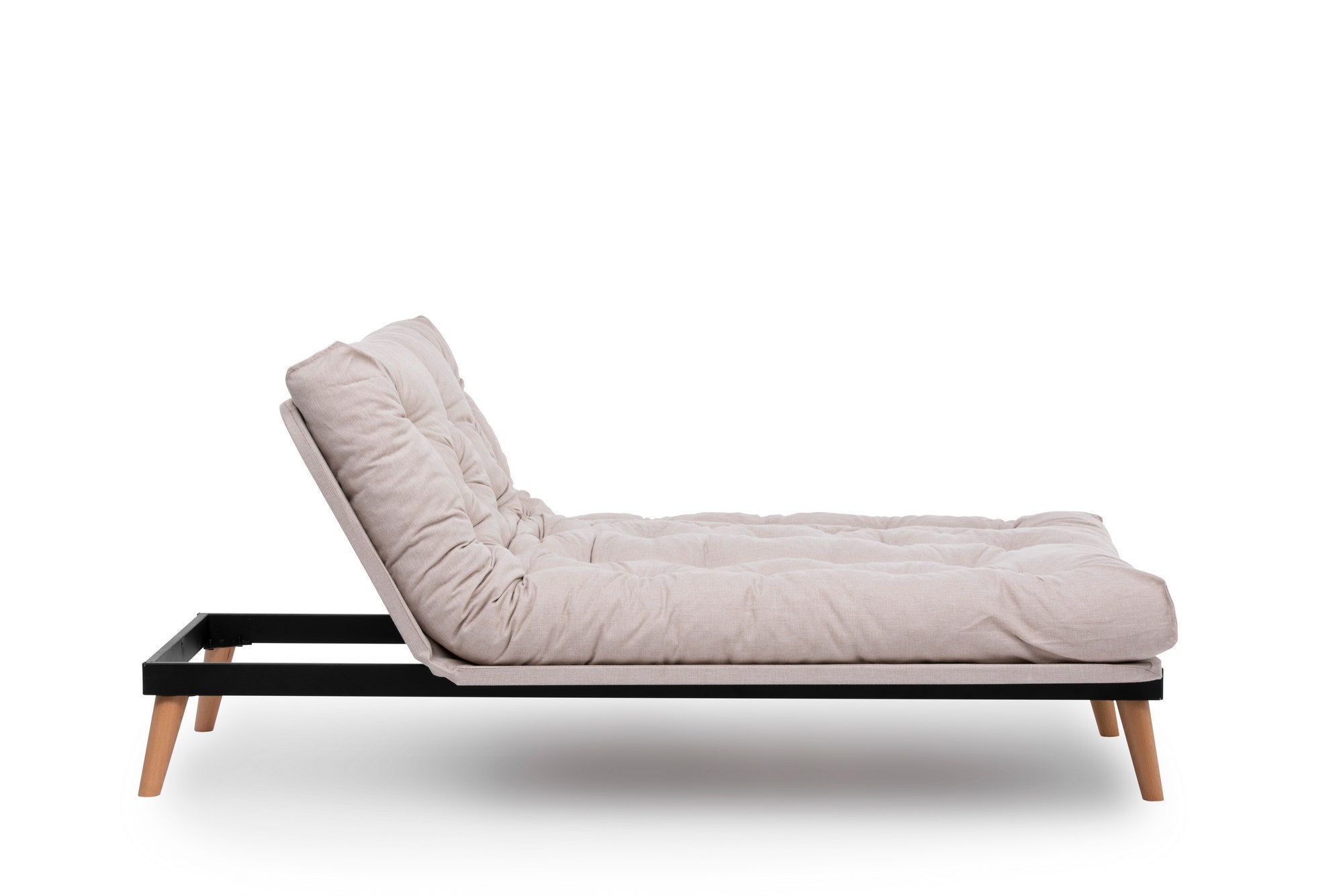 Sofá-cama de 3 lugares, linho creme, 185 x 82 x 92 cm | Estrutura 100% metálica, encosto ajustável em 14 níveis, transforma-se em cama | Elegante e funcional para uma vida moderna