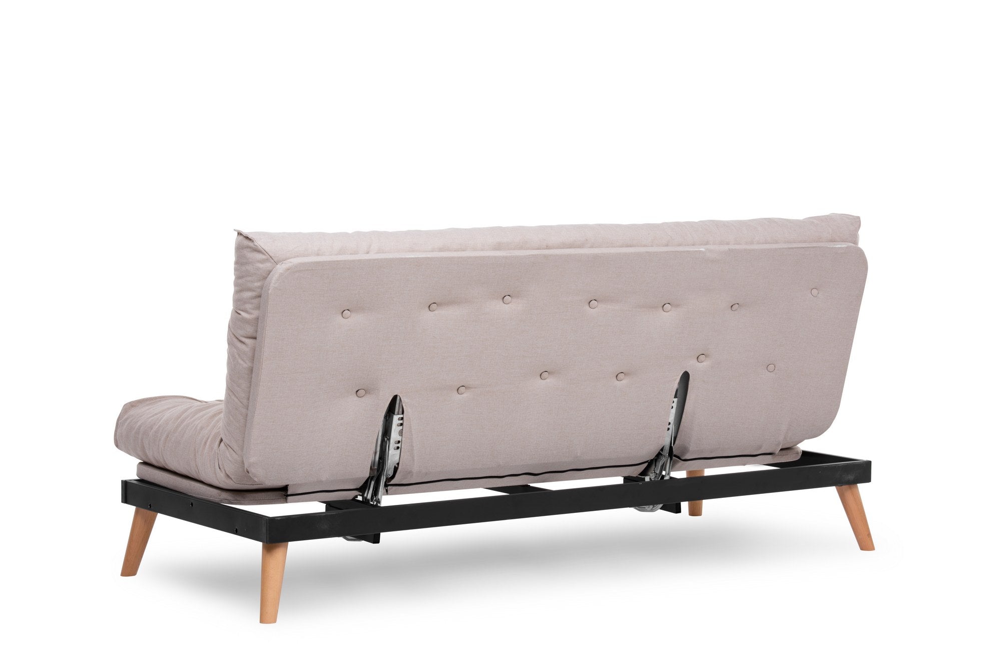 Sofá-cama de 3 lugares, linho creme, 185 x 82 x 92 cm | Estrutura 100% metálica, encosto ajustável em 14 níveis, transforma-se em cama | Elegante e funcional para uma vida moderna