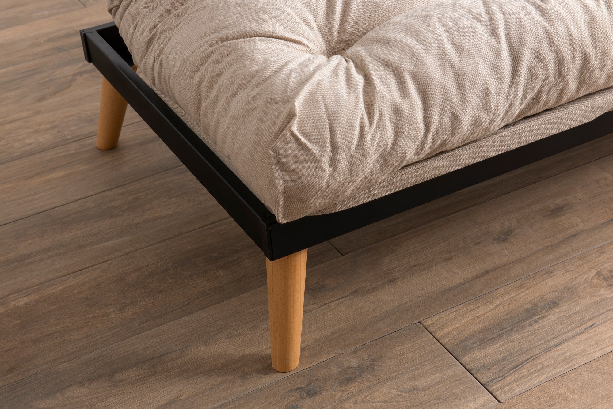 Sofá-cama de 3 lugares, linho creme, 185 x 82 x 92 cm | Estrutura 100% metálica, encosto ajustável em 14 níveis, transforma-se em cama | Elegante e funcional para uma vida moderna