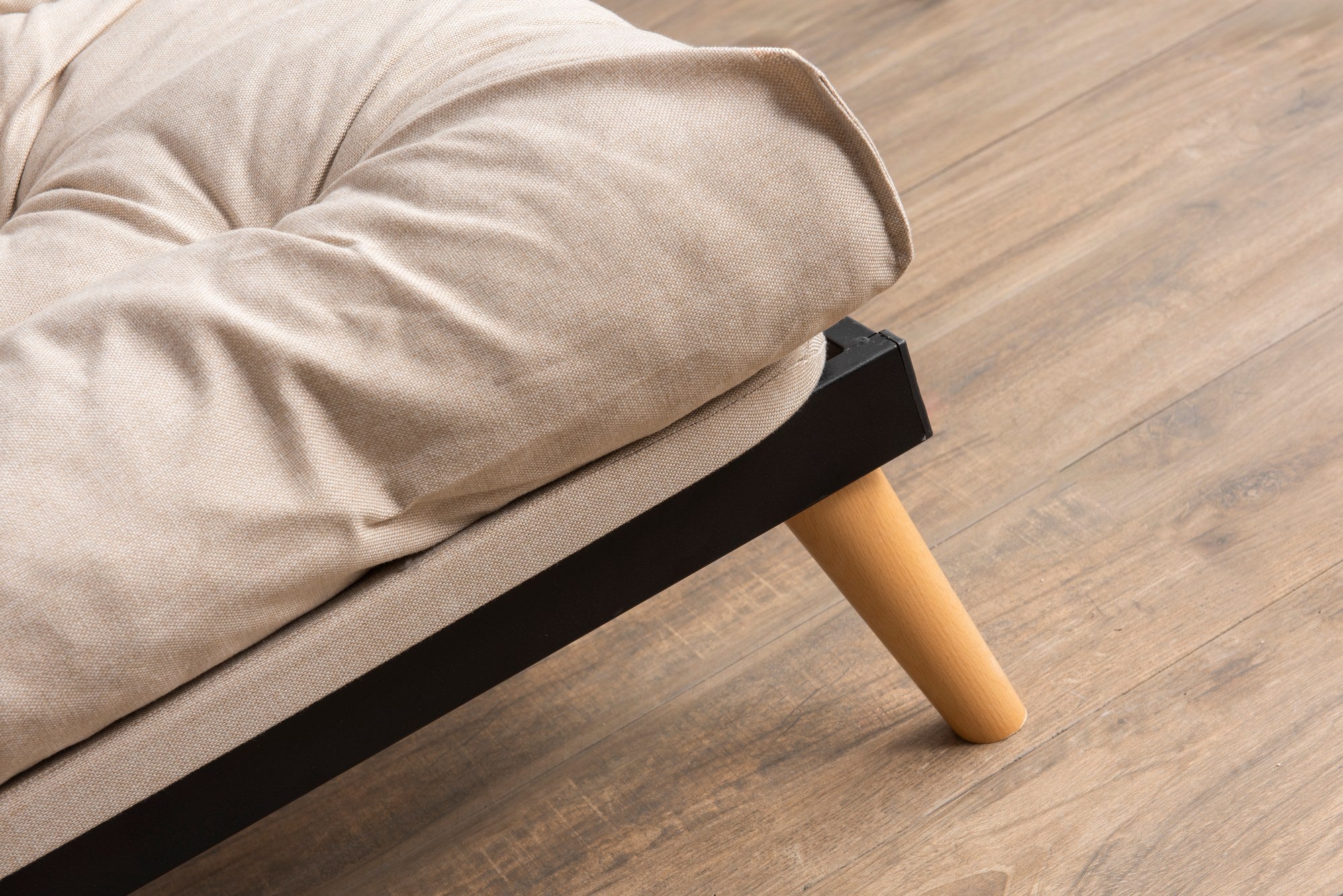 Sofá-cama de 3 lugares, linho creme, 185 x 82 x 92 cm | Estrutura 100% metálica, encosto ajustável em 14 níveis, transforma-se em cama | Elegante e funcional para uma vida moderna