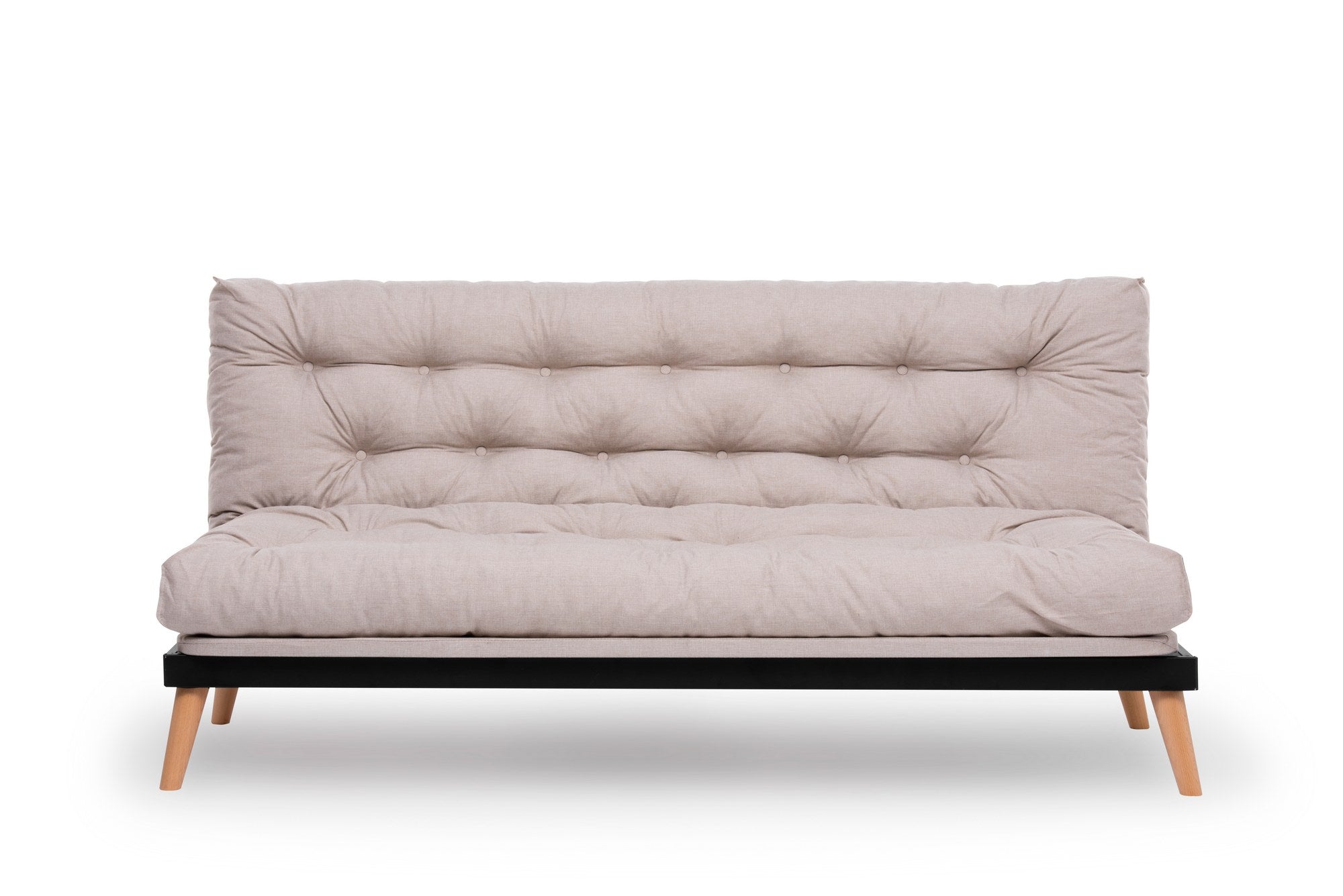 Sofá-cama de 3 lugares, linho creme, 185 x 82 x 92 cm | Estrutura 100% metálica, encosto ajustável em 14 níveis, transforma-se em cama | Elegante e funcional para uma vida moderna