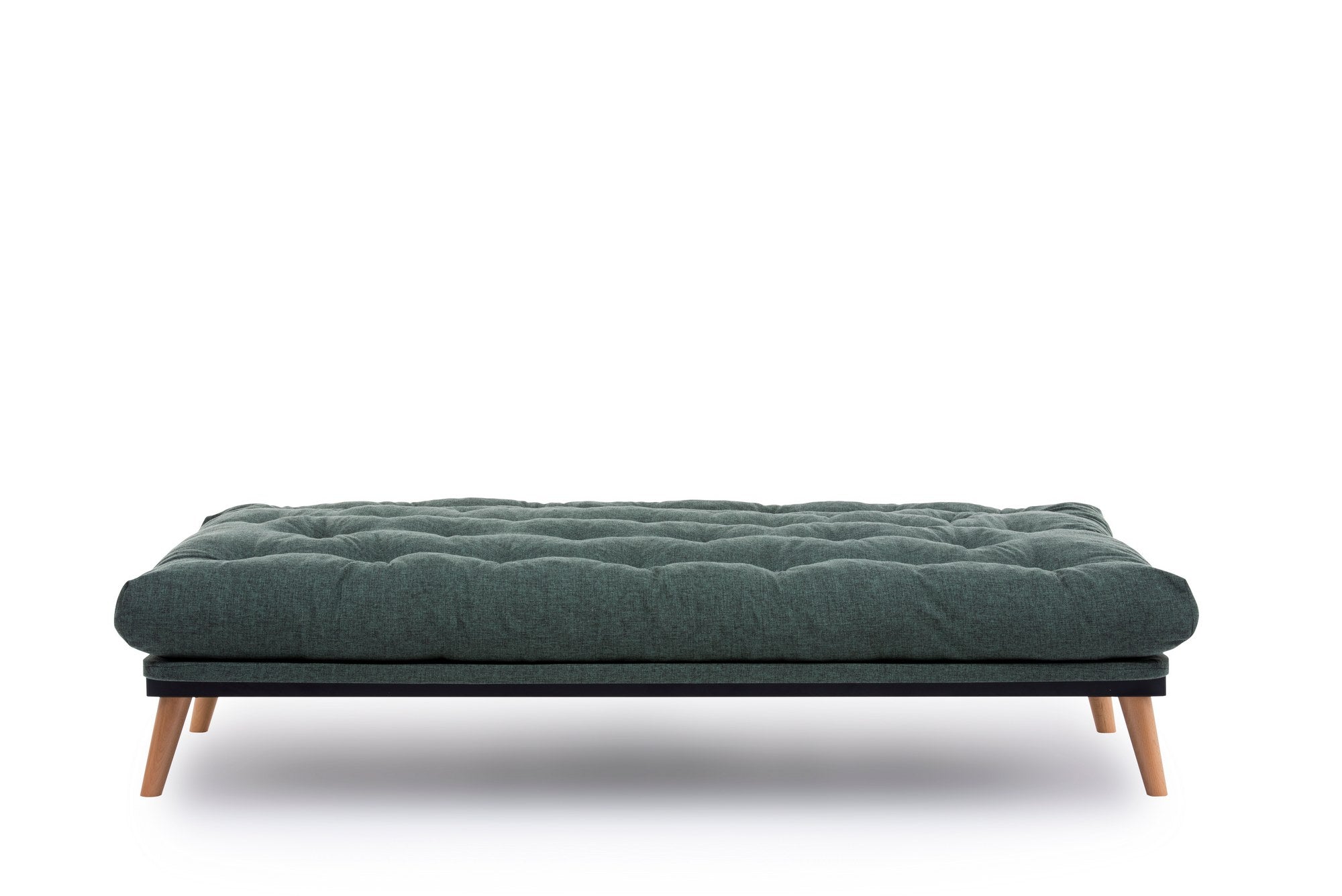 Sofá-cama de 3 lugares, tecido de linho verde, 185 x 82 x 92 cm | Estrutura 100% metálica, encosto ajustável em 14 níveis, fácil conversão para cama | Elegante e funcional