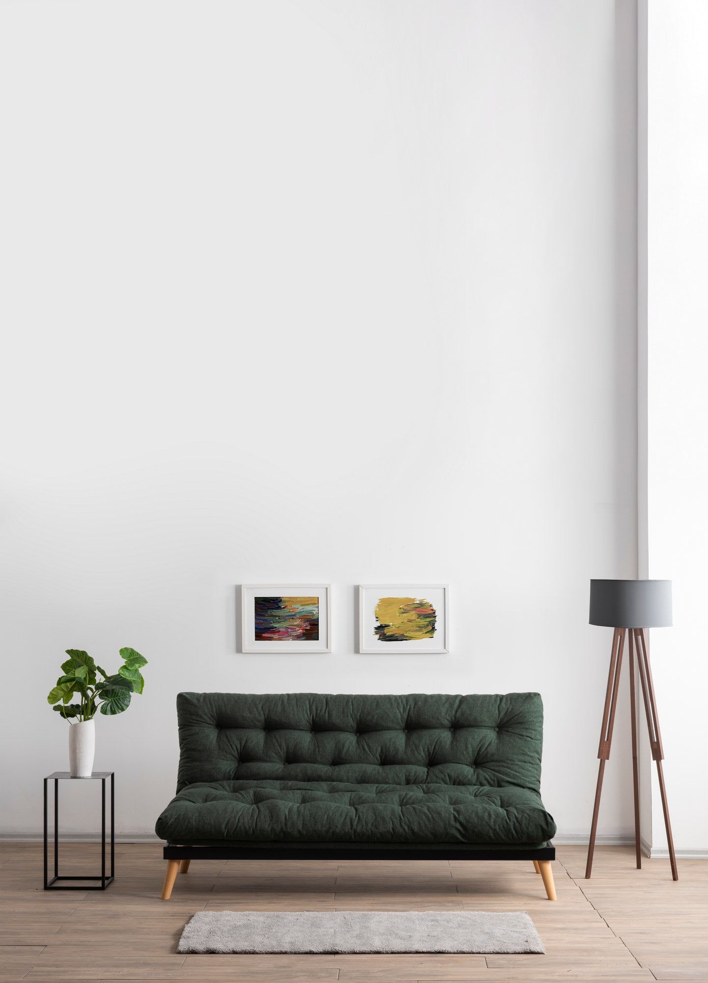 Sofá-cama de 3 lugares, tecido de linho verde, 185 x 82 x 92 cm | Estrutura 100% metálica, encosto ajustável em 14 níveis, fácil conversão para cama | Elegante e funcional
