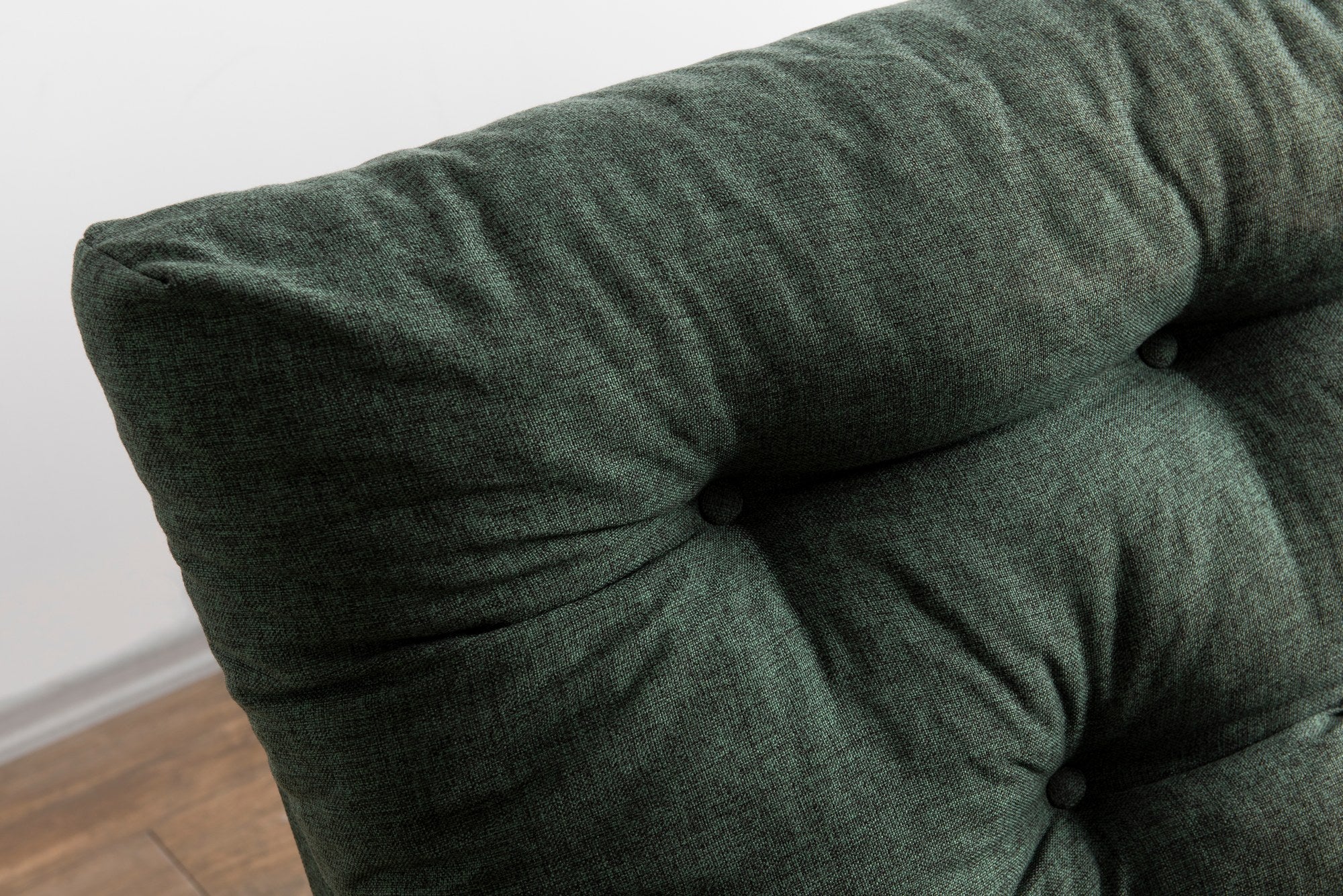 Sofá-cama de 3 lugares, tecido de linho verde, 185 x 82 x 92 cm | Estrutura 100% metálica, encosto ajustável em 14 níveis, fácil conversão para cama | Elegante e funcional