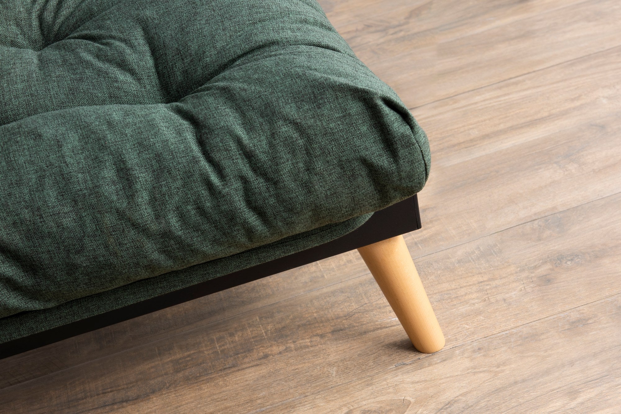 Sofá-cama de 3 lugares, tecido de linho verde, 185 x 82 x 92 cm | Estrutura 100% metálica, encosto ajustável em 14 níveis, fácil conversão para cama | Elegante e funcional