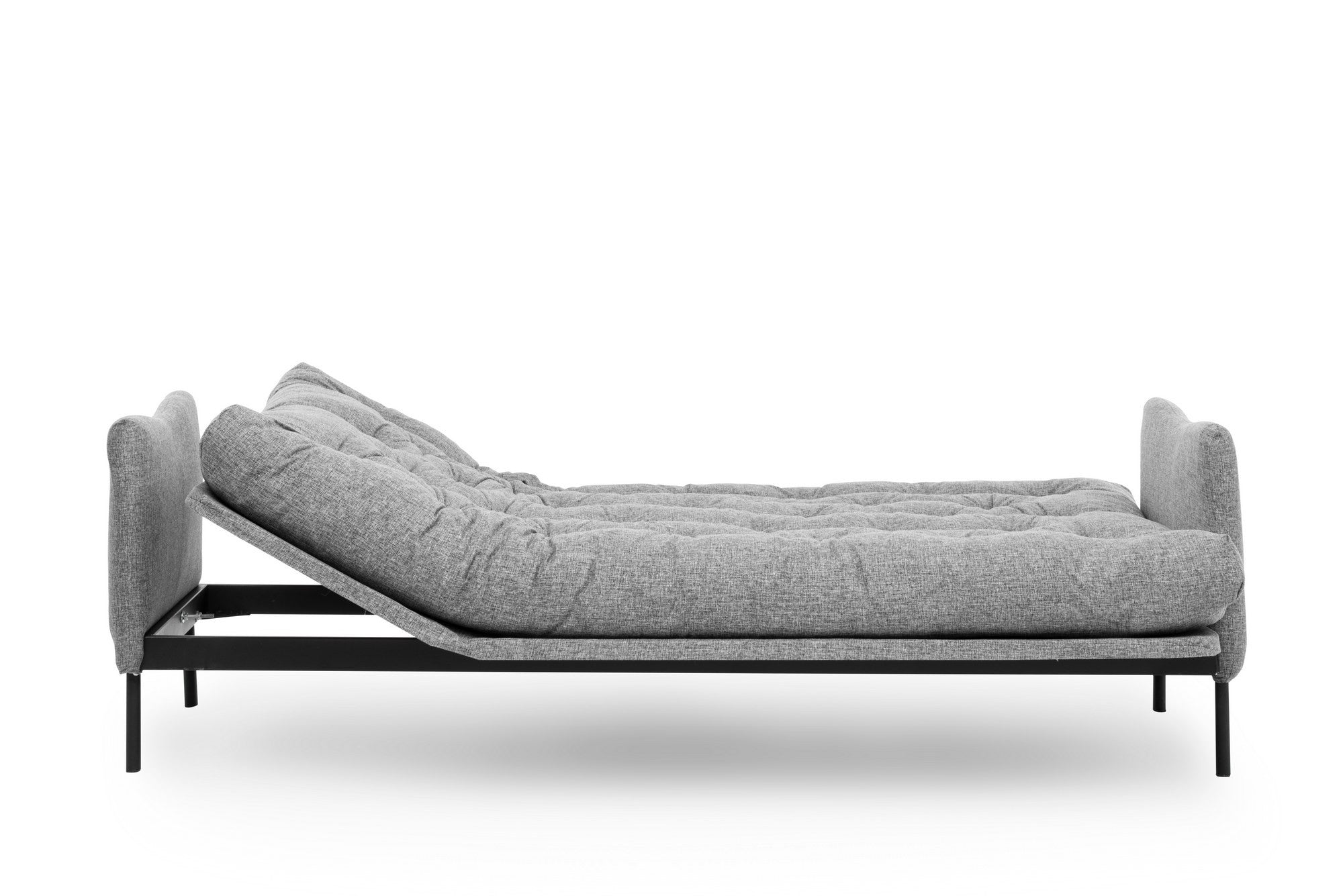 Sofá-cama versátil de 3 lugares, linho cinza claro, 200 cm | Estrutura 100% metálica, encosto ajustável em 14 níveis, fácil conversão, peso máximo de 100 kg | Perfeito para espaços modernos