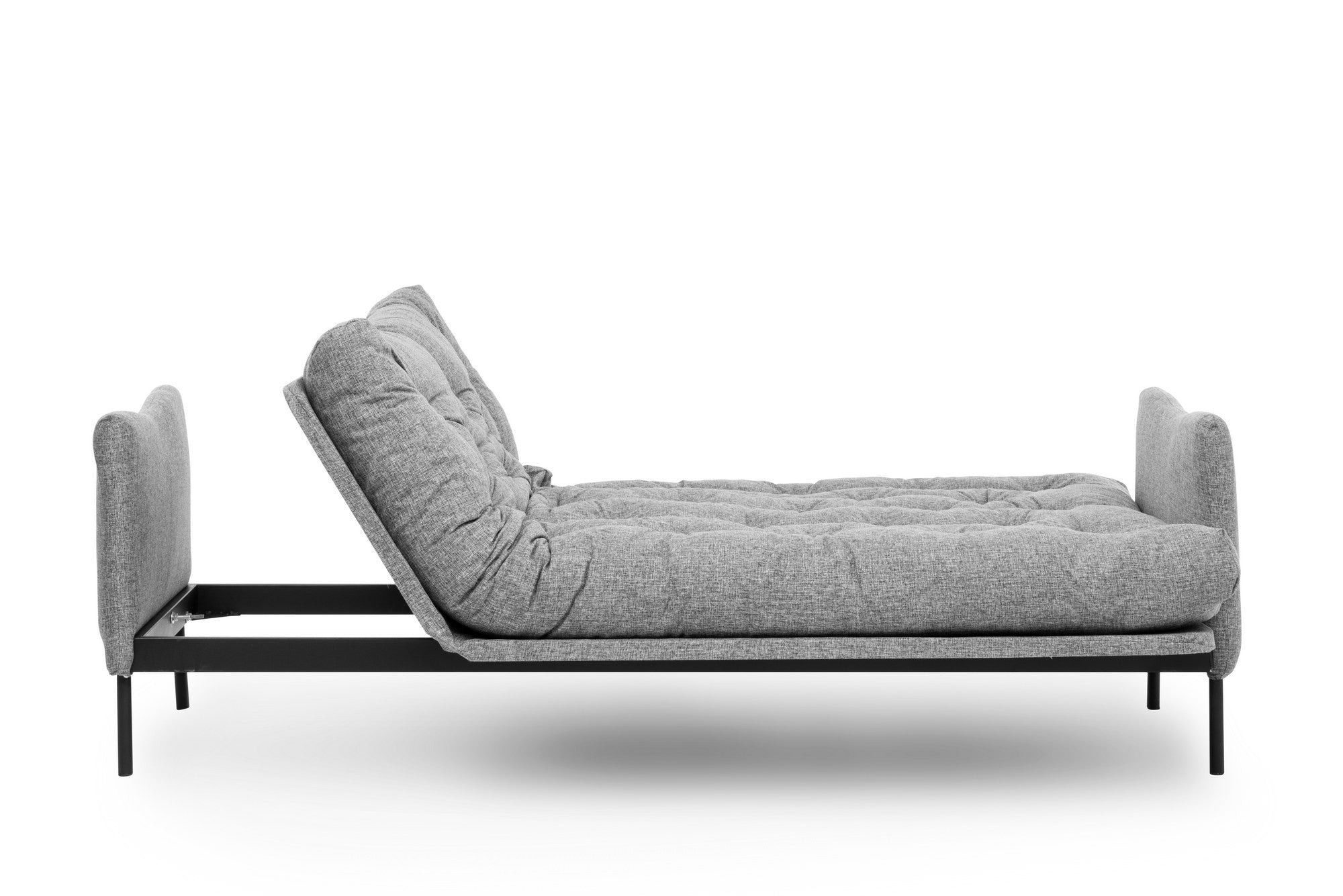 Sofá-cama versátil de 3 lugares, linho cinza claro, 200 cm | Estrutura 100% metálica, encosto ajustável em 14 níveis, fácil conversão, peso máximo de 100 kg | Perfeito para espaços modernos