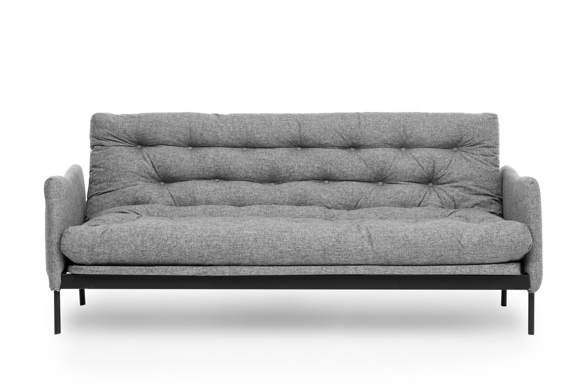 Sofá-cama versátil de 3 lugares, linho cinza claro, 200 cm | Estrutura 100% metálica, encosto ajustável em 14 níveis, fácil conversão, peso máximo de 100 kg | Perfeito para espaços modernos
