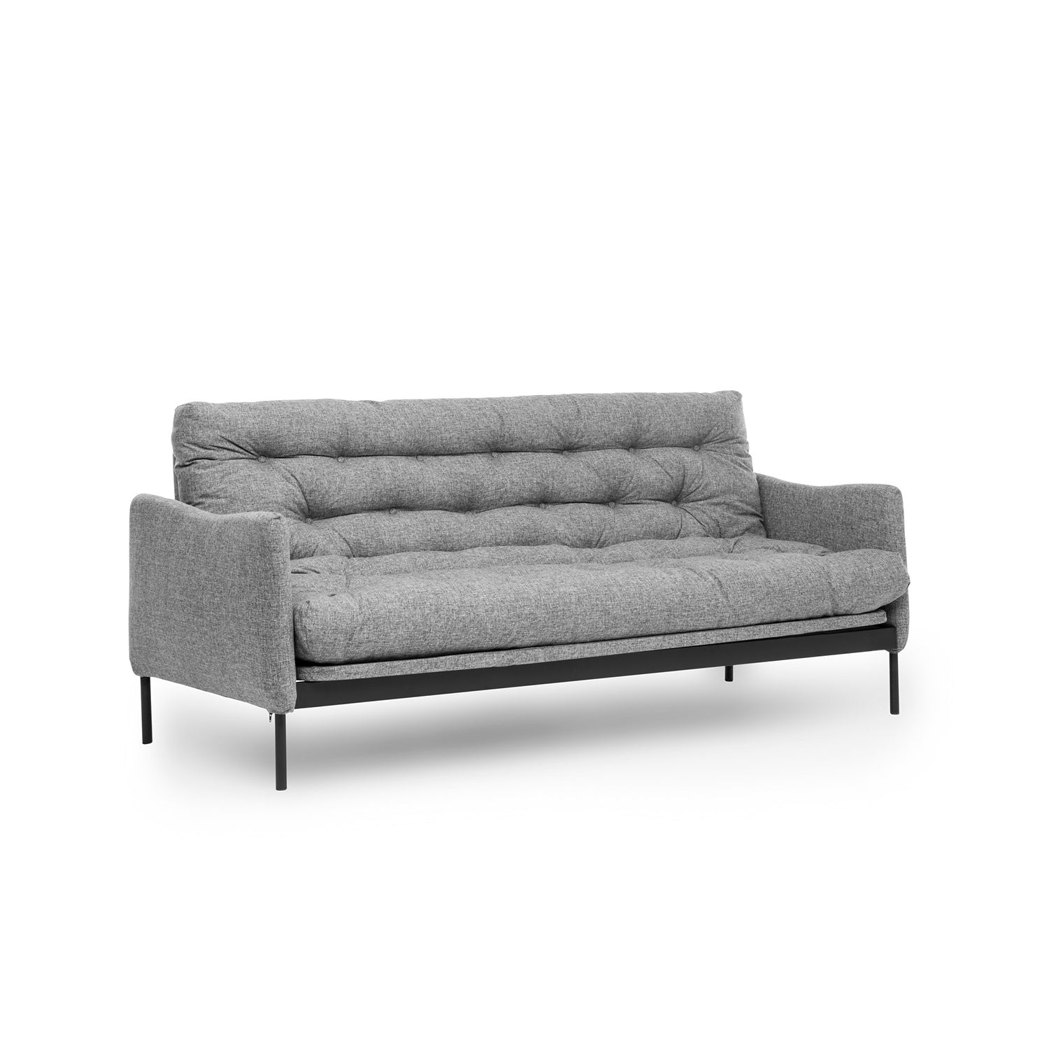 Sofá-cama versátil de 3 lugares, linho cinza claro, 200 cm | Estrutura 100% metálica, encosto ajustável em 14 níveis, fácil conversão, peso máximo de 100 kg | Perfeito para espaços modernos