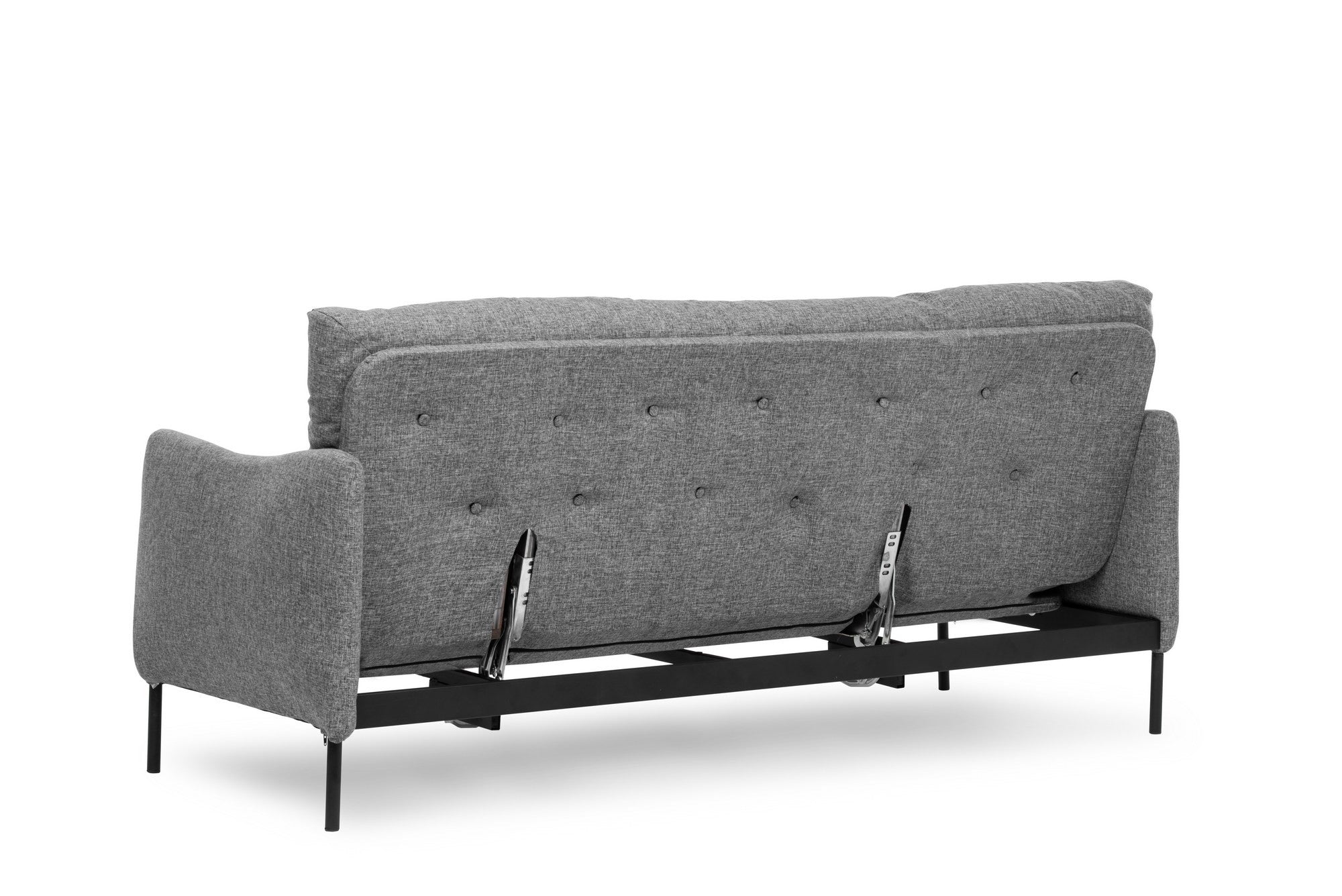 Sofá-cama versátil de 3 lugares, linho cinza claro, 200 cm | Estrutura 100% metálica, encosto ajustável em 14 níveis, fácil conversão, peso máximo de 100 kg | Perfeito para espaços modernos