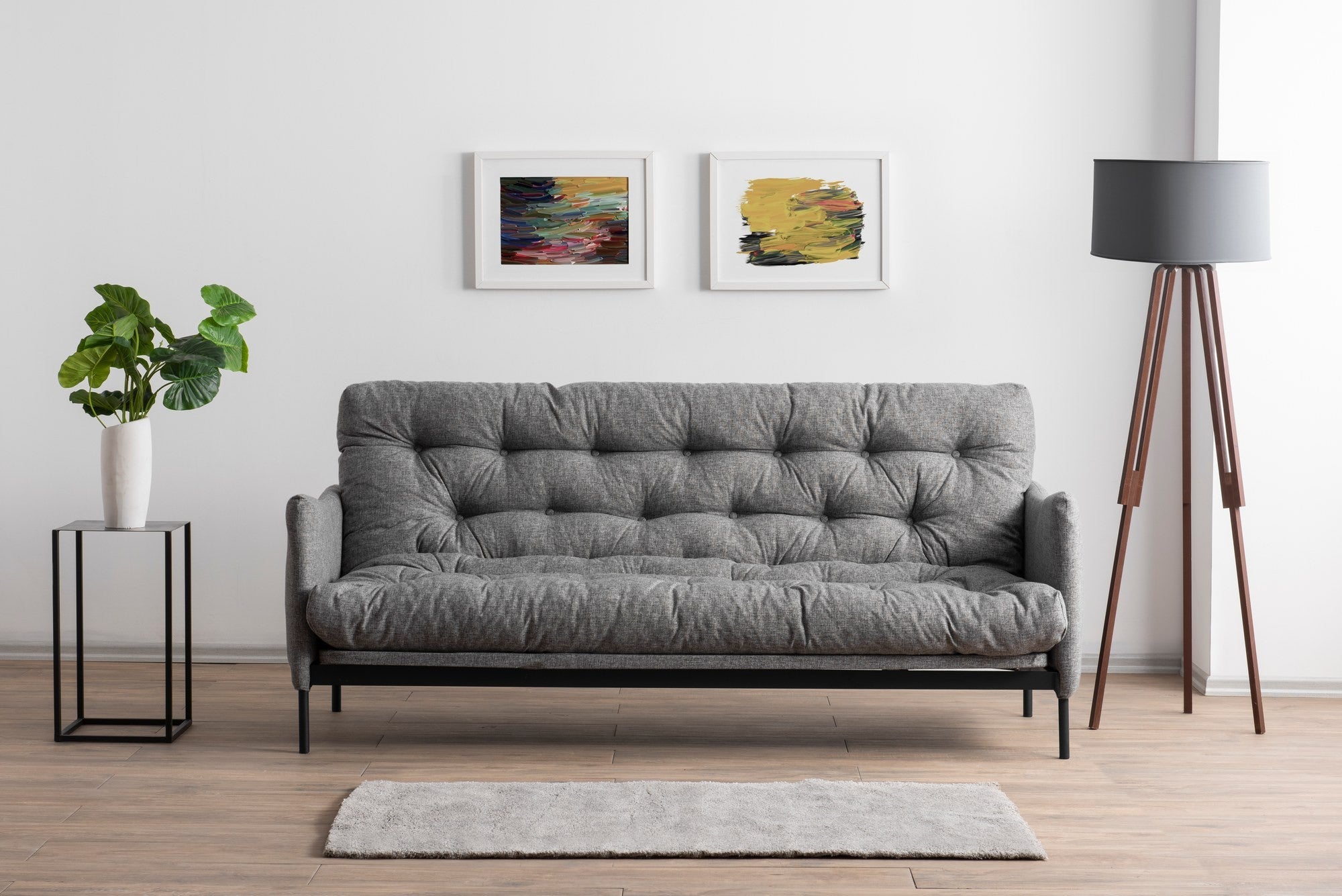 Sofá-cama versátil de 3 lugares, linho cinza claro, 200 cm | Estrutura 100% metálica, encosto ajustável em 14 níveis, fácil conversão, peso máximo de 100 kg | Perfeito para espaços modernos