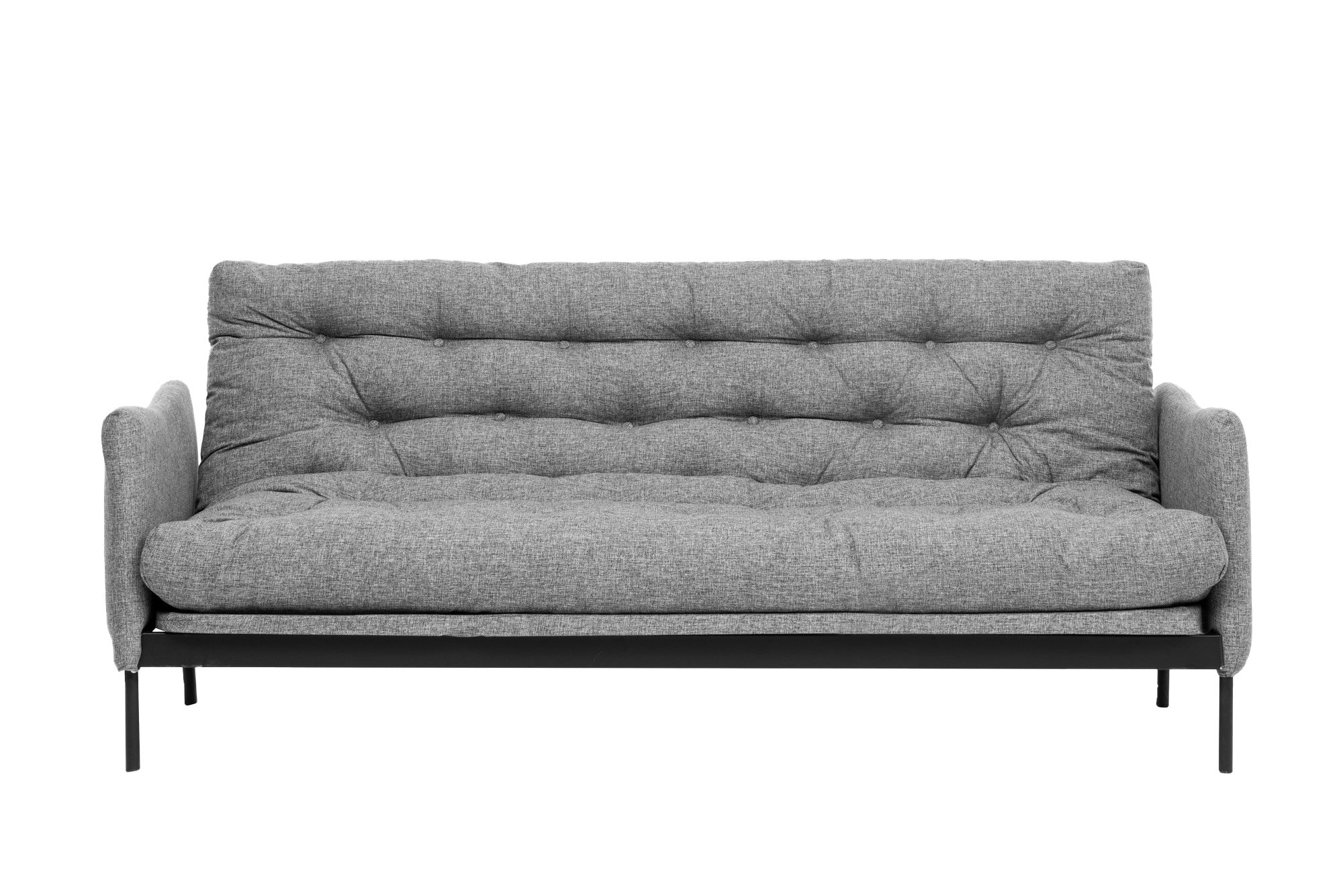 Sofá-cama versátil de 3 lugares, linho cinza claro, 200 cm | Estrutura 100% metálica, encosto ajustável em 14 níveis, fácil conversão, peso máximo de 100 kg | Perfeito para espaços modernos