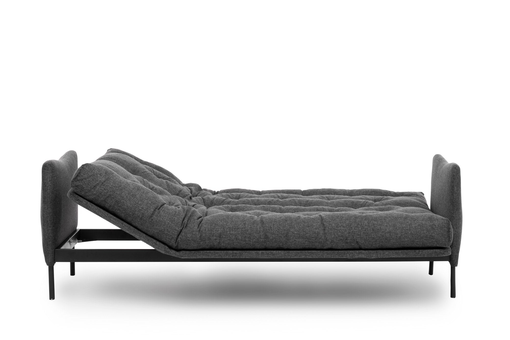 Sofá-cama elegante de 3 lugares, linho cinza escuro, 200 cm | Estrutura 100% metálica, encosto ajustável em 14 níveis, transforma-se em cama (185 x 120 cm) | Conforto e versatilidade modernos