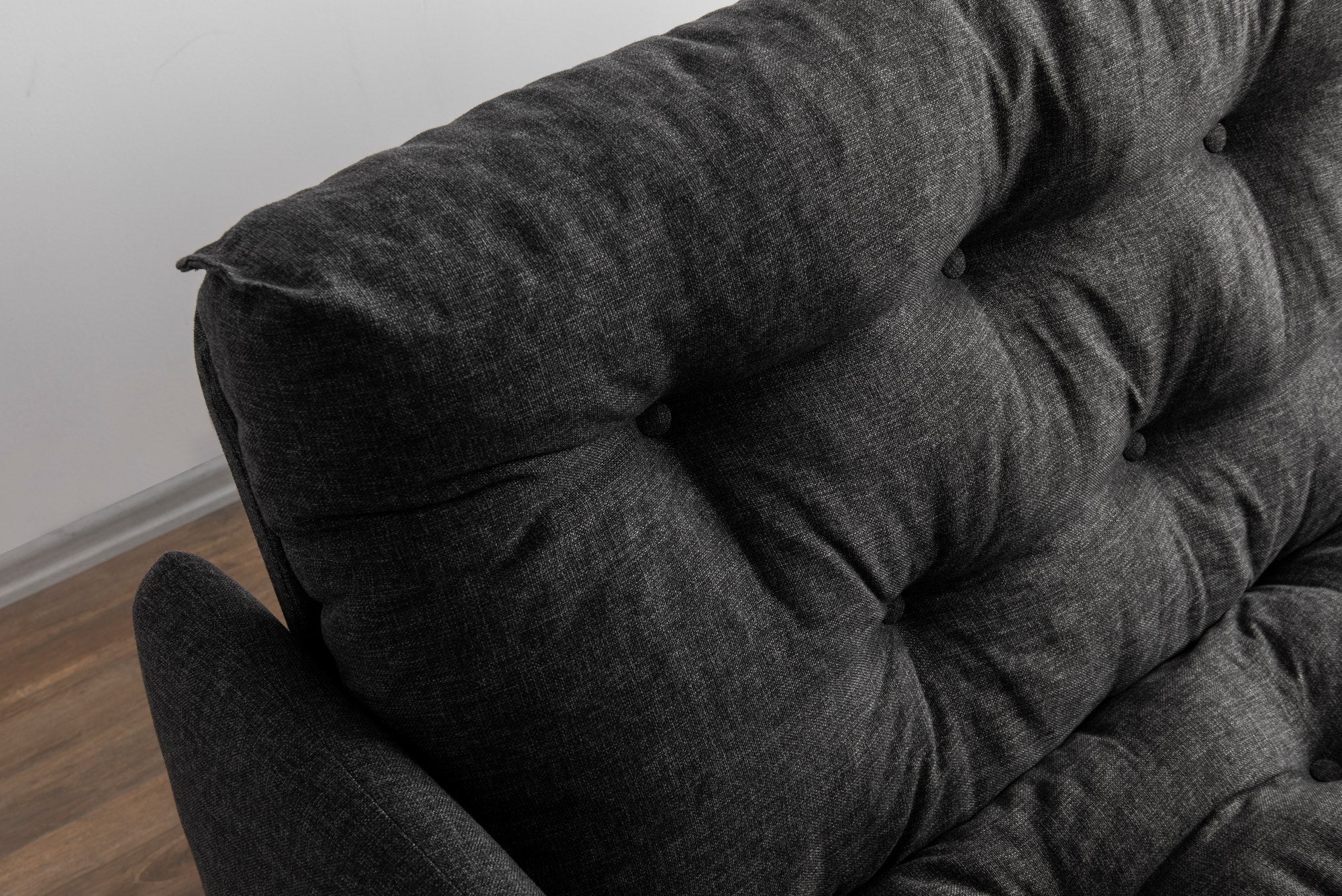 Sofá-cama elegante de 3 lugares, linho cinza escuro, 200 cm | Estrutura 100% metálica, encosto ajustável em 14 níveis, transforma-se em cama (185 x 120 cm) | Conforto e versatilidade modernos