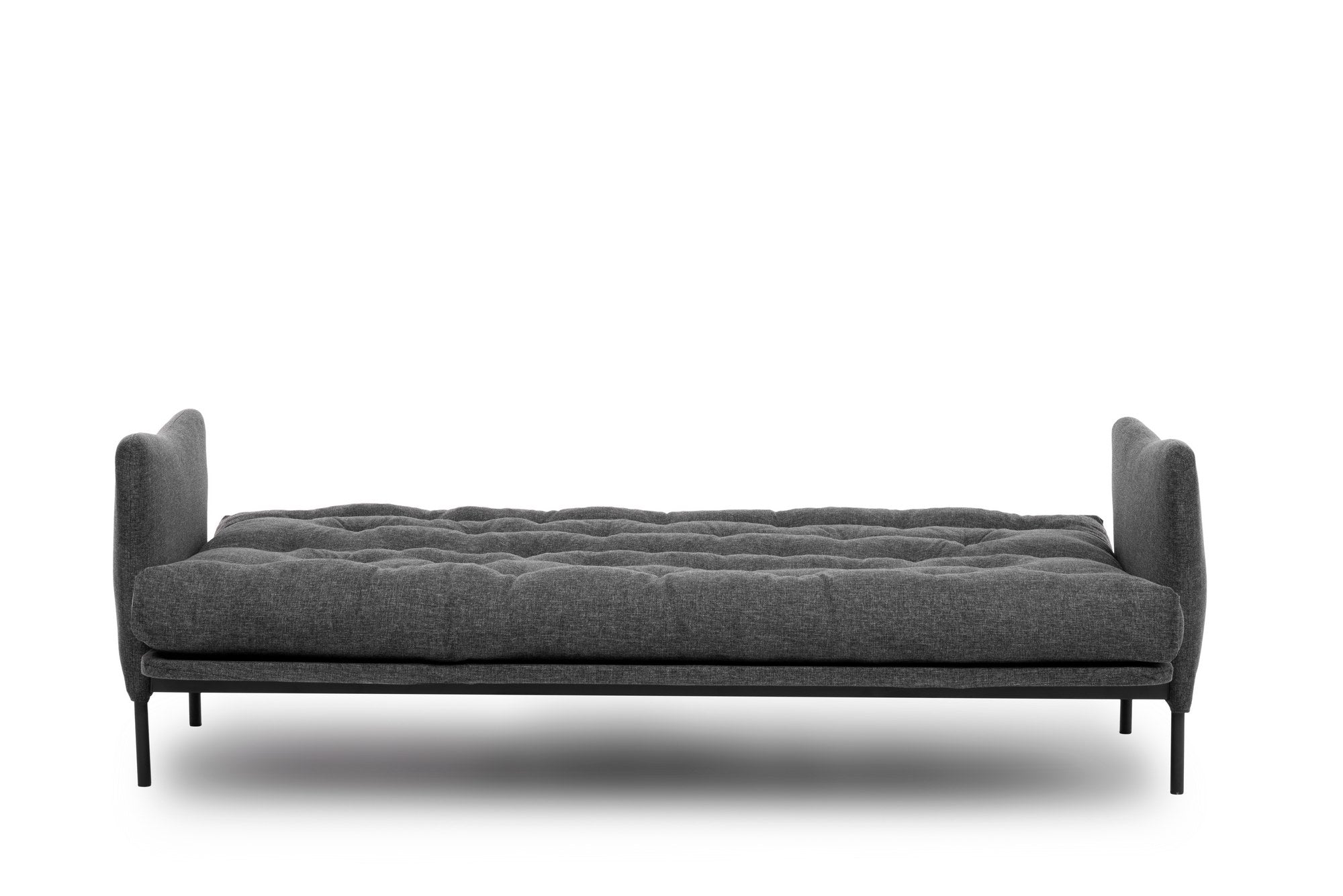 Sofá-cama elegante de 3 lugares, linho cinza escuro, 200 cm | Estrutura 100% metálica, encosto ajustável em 14 níveis, transforma-se em cama (185 x 120 cm) | Conforto e versatilidade modernos
