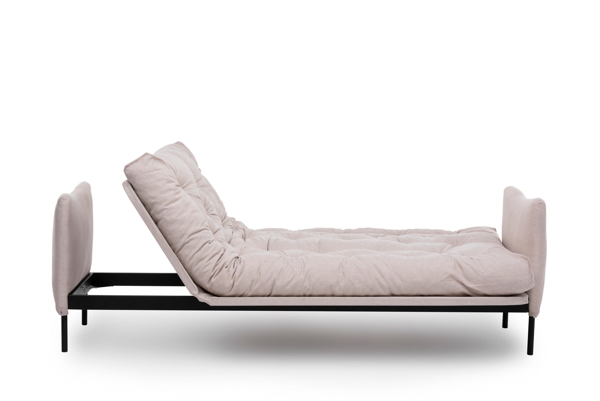 Sofá-cama de 3 lugares, linho creme, 200 cm | Estrutura 100% metálica, encosto ajustável em 14 níveis, transforma-se em cama (185 x 120 cm) | Elegante e funcional para uma vida moderna