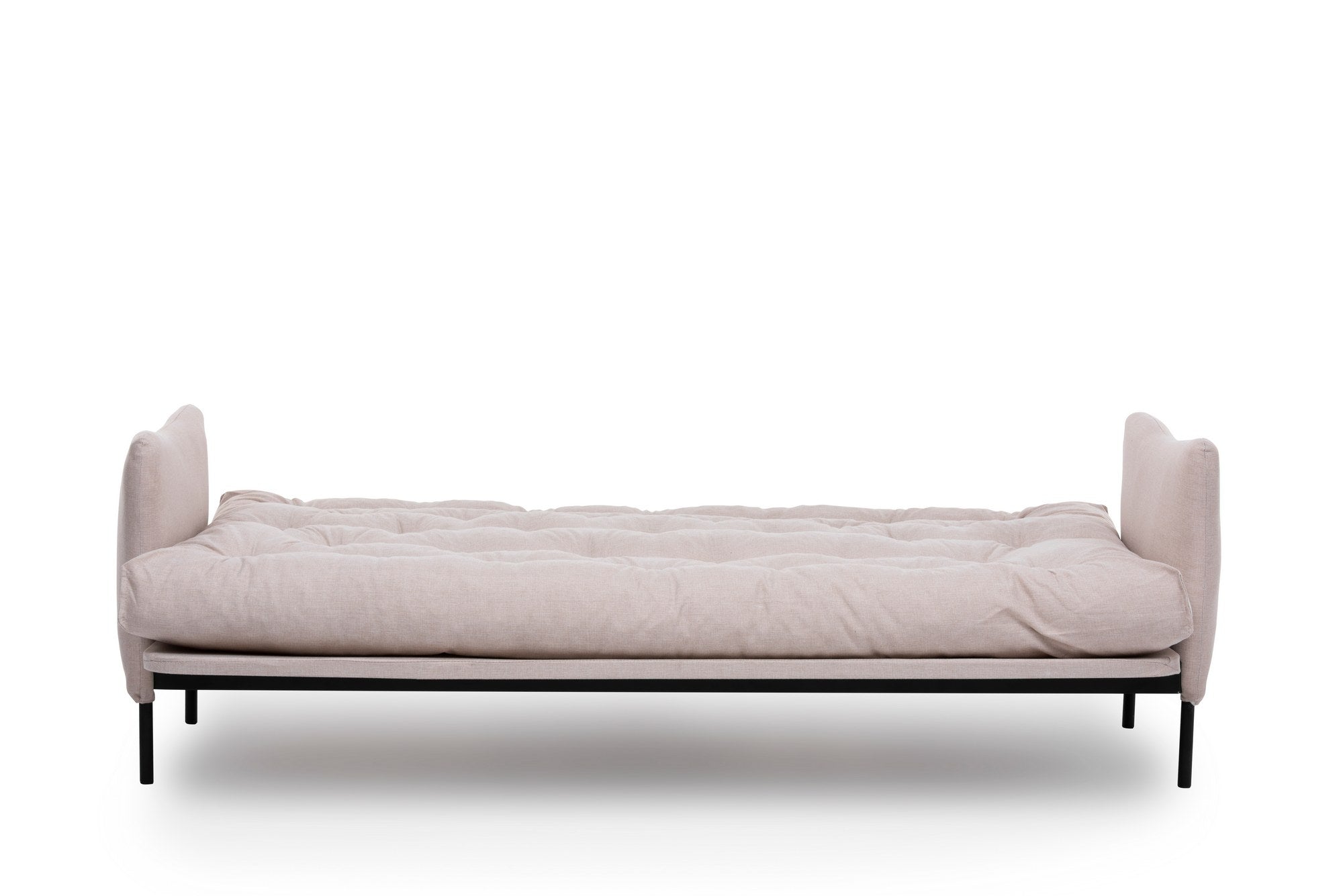 Sofá-cama de 3 lugares, linho creme, 200 cm | Estrutura 100% metálica, encosto ajustável em 14 níveis, transforma-se em cama (185 x 120 cm) | Elegante e funcional para uma vida moderna