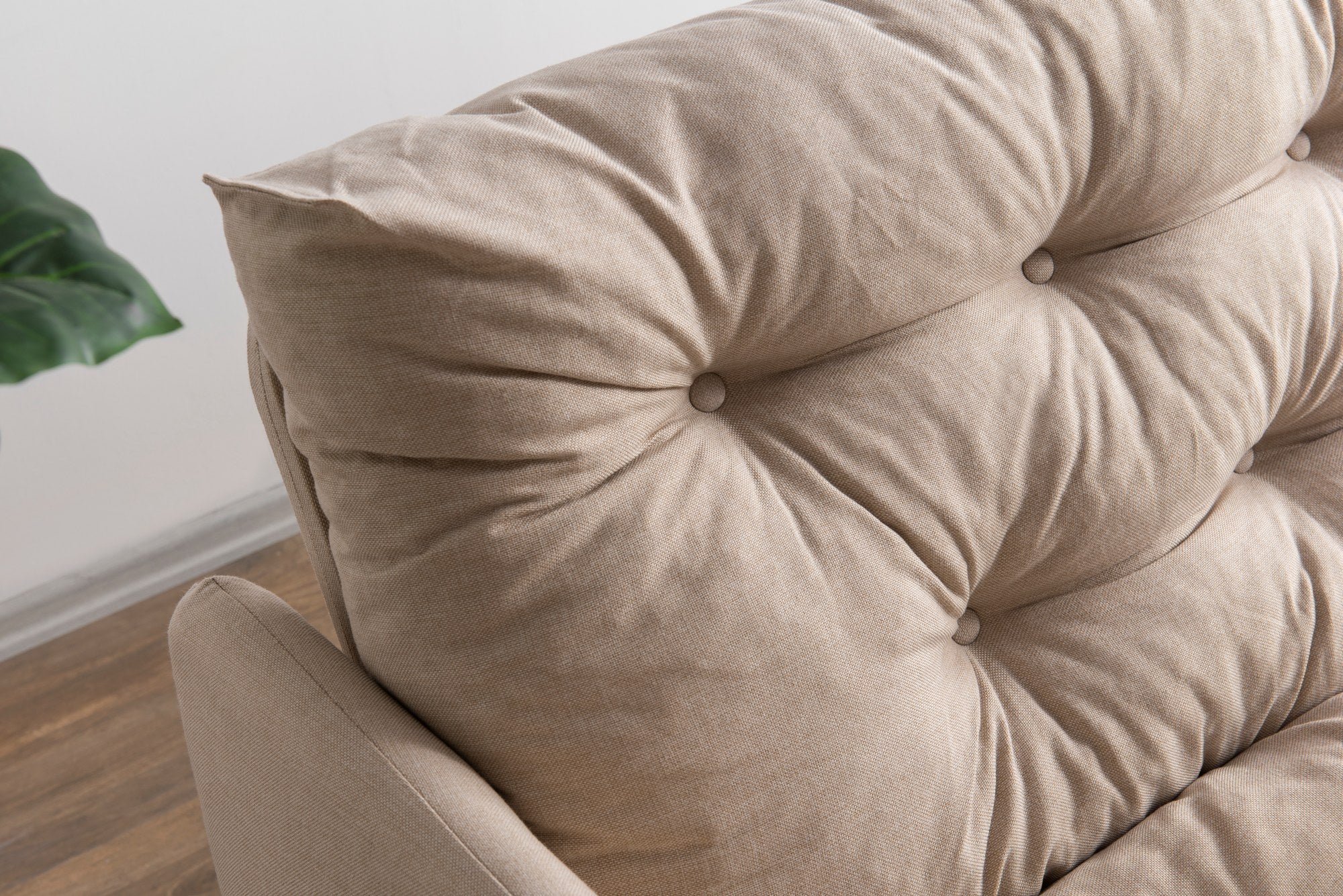 Sofá-cama de 3 lugares, linho creme, 200 cm | Estrutura 100% metálica, encosto ajustável em 14 níveis, transforma-se em cama (185 x 120 cm) | Elegante e funcional para uma vida moderna