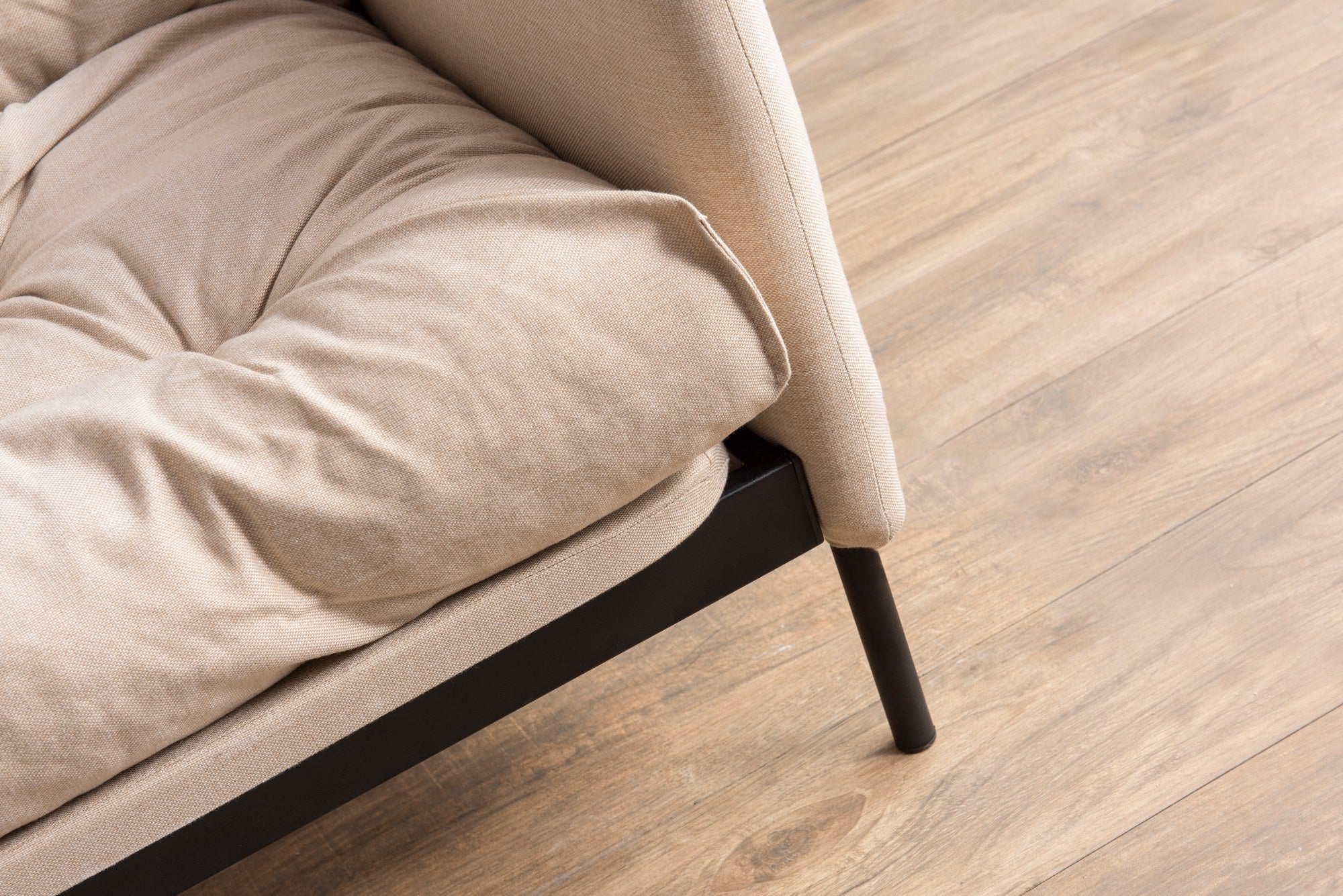Sofá-cama de 3 lugares, linho creme, 200 cm | Estrutura 100% metálica, encosto ajustável em 14 níveis, transforma-se em cama (185 x 120 cm) | Elegante e funcional para uma vida moderna