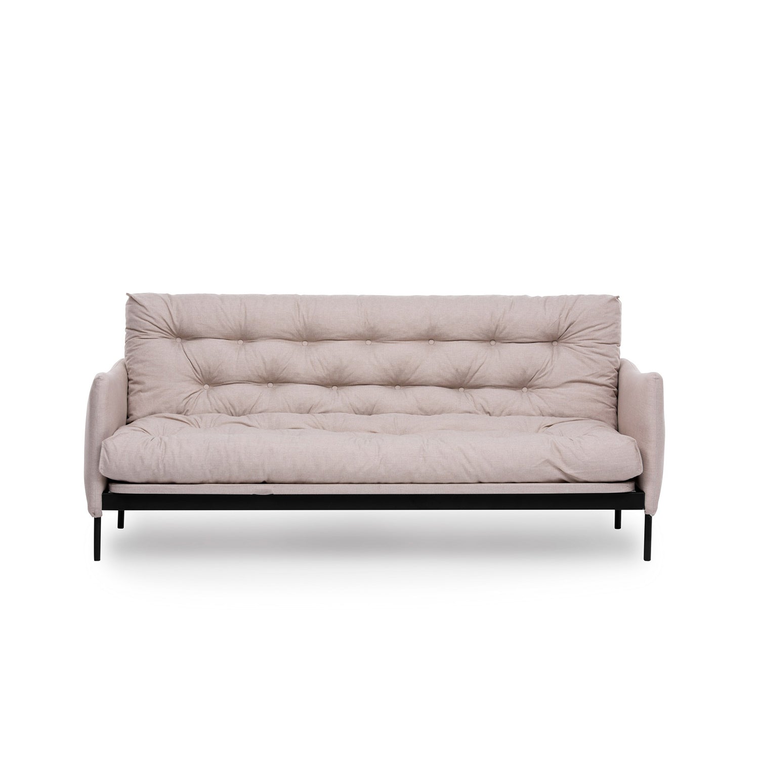 Sofá-cama de 3 lugares, linho creme, 200 cm | Estrutura 100% metálica, encosto ajustável em 14 níveis, transforma-se em cama (185 x 120 cm) | Elegante e funcional para uma vida moderna