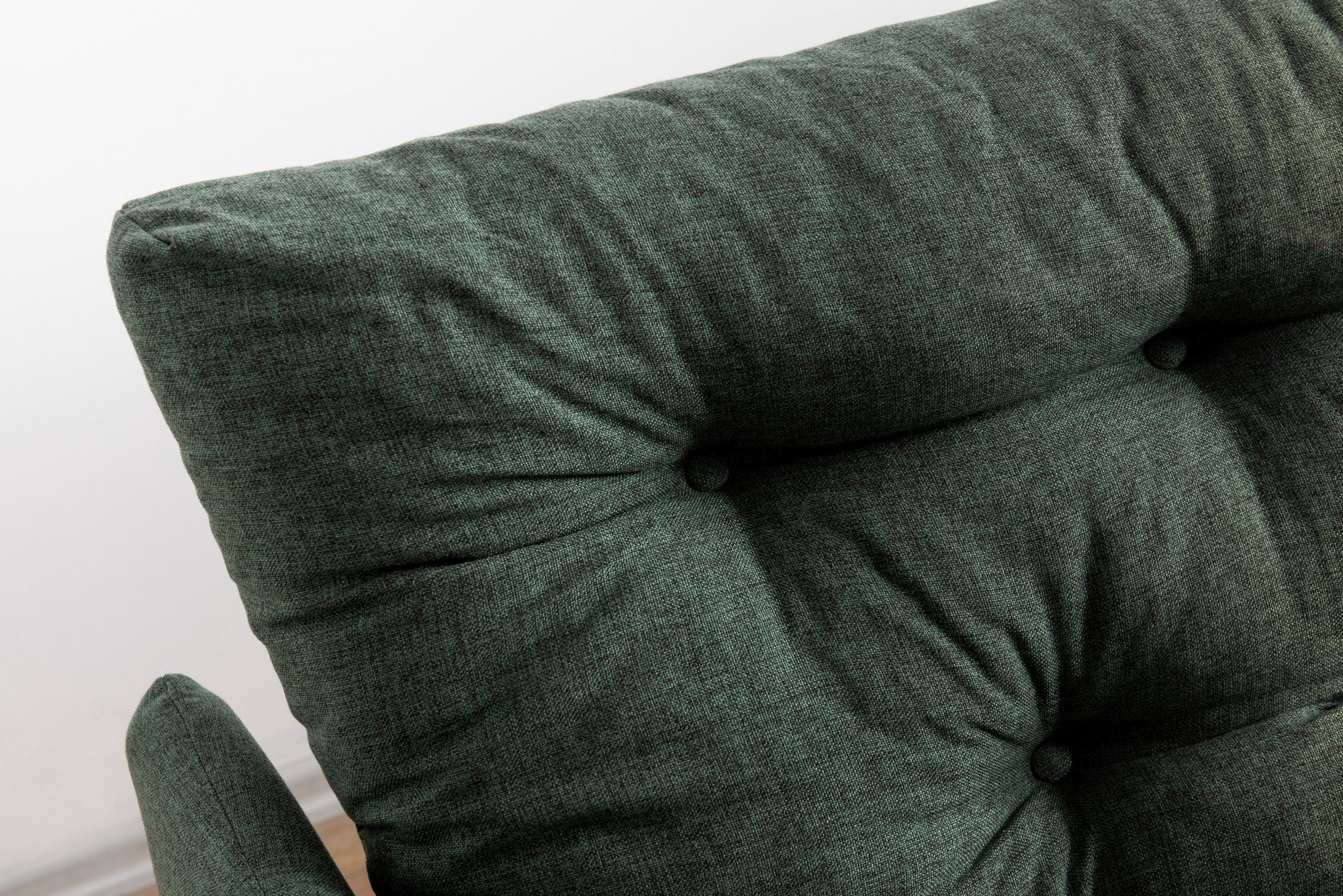 Sofá-cama elegante de 3 lugares, tecido de linho verde, 200 cm de largura | Estrutura 100% metálica, encosto ajustável em 14 níveis, transforma-se em cama | Perfeito para espaços de convivência modernos