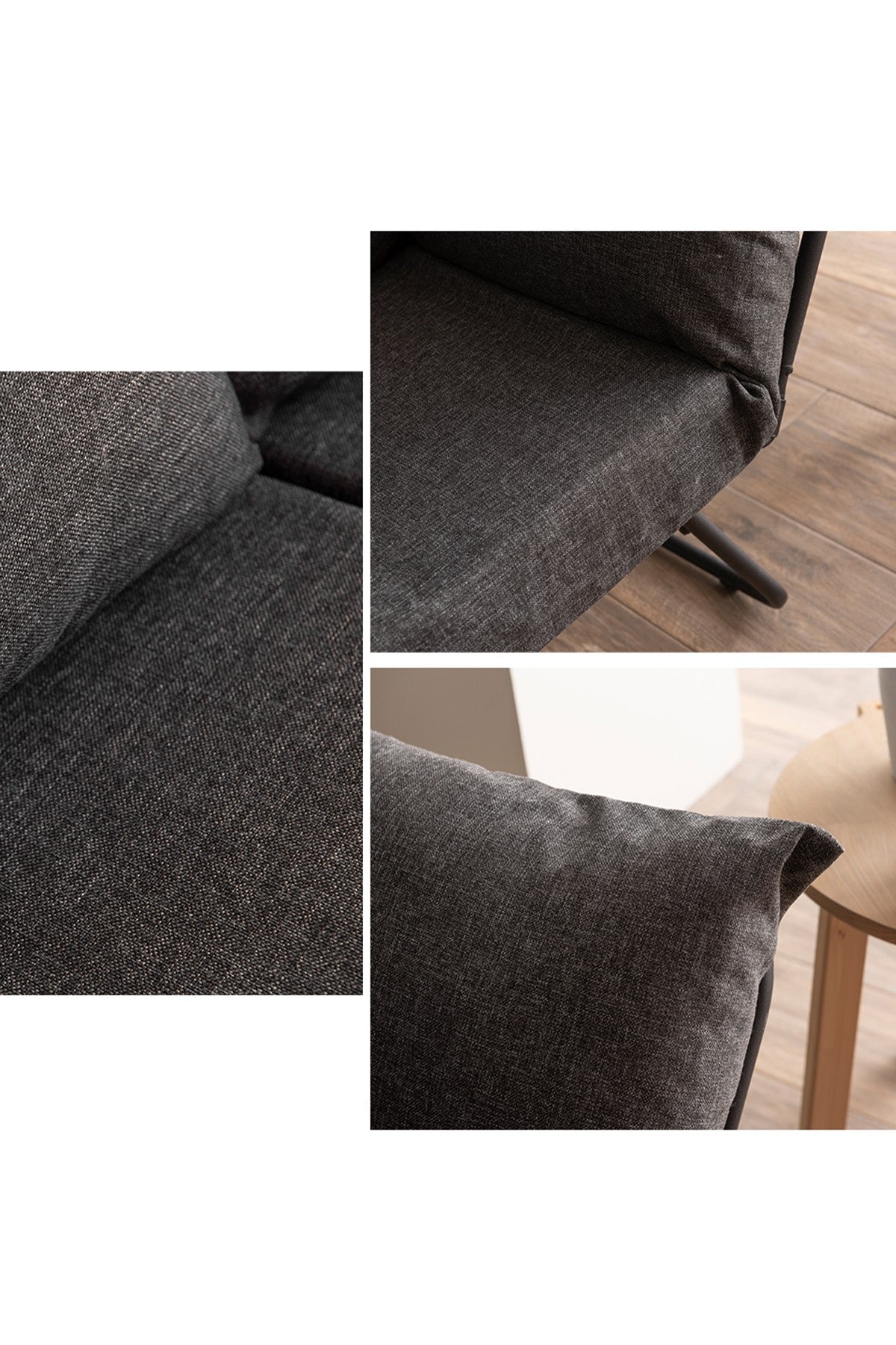 Sofá-cama elegante de 2 lugares, cinza escuro, 150 cm | Estrutura 100% metálica, tecido de linho, facilmente conversível, espuma 24 DNS, perfeito para espaços de convivência modernos