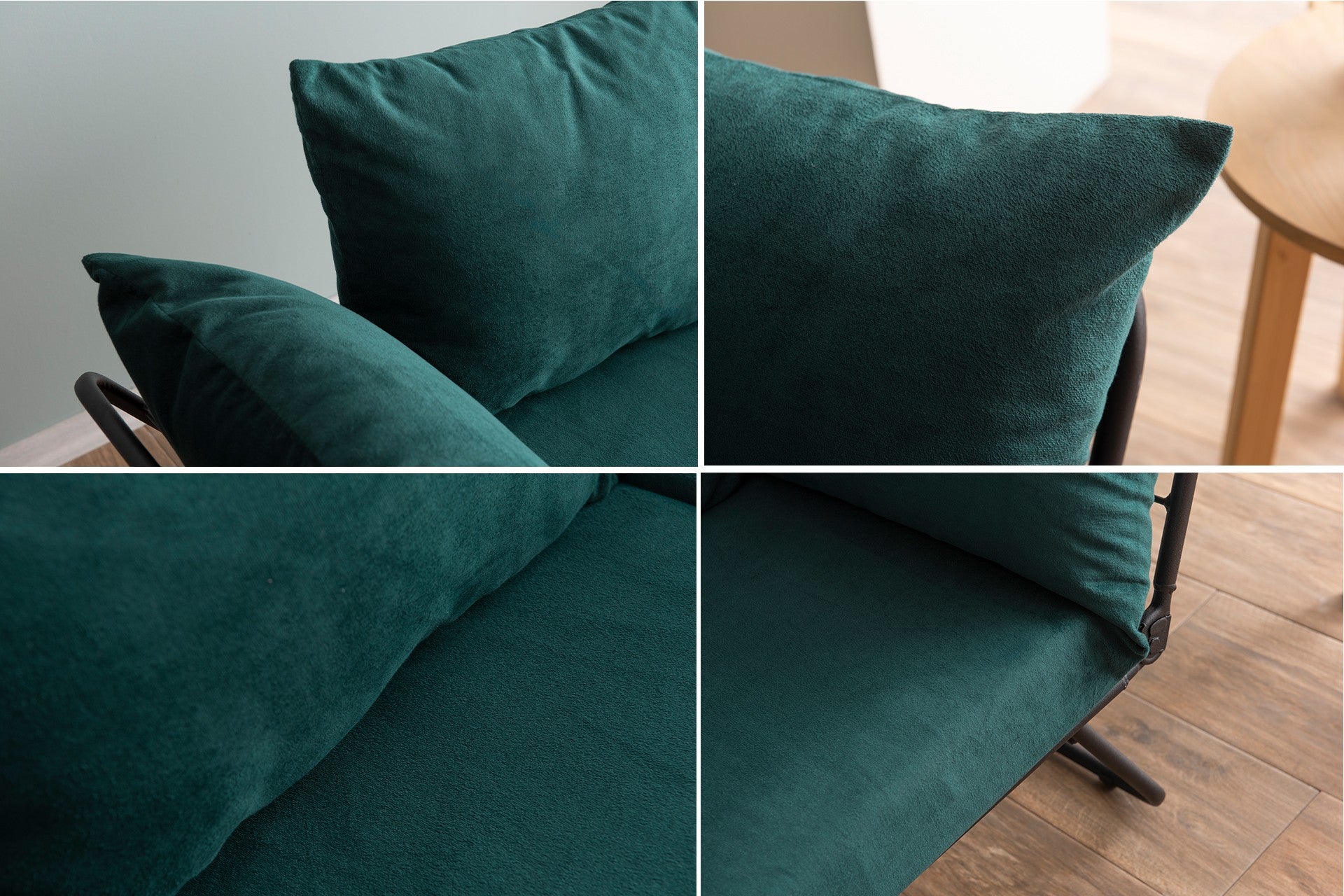 Sofá-cama de 2 lugares verde-petróleo, estrutura 100% metálica, 150 cm | Design conversível, 24 almofadas de espuma DNS, perfeito para salas de estar modernas e quartos de hóspedes