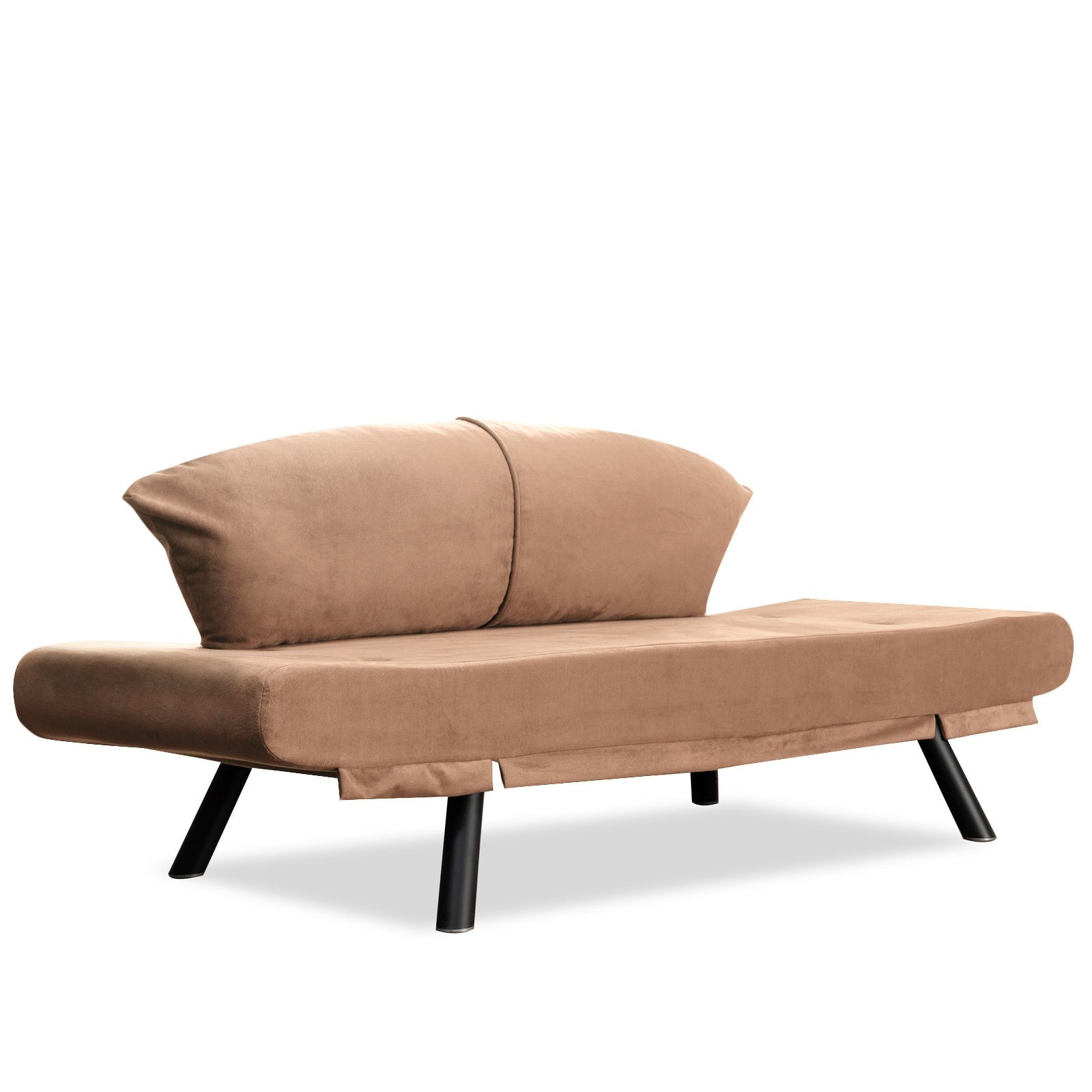 Sofá-cama elegante de 2 lugares, marrom claro, 177 x 87 x 75 cm | Estrutura 100% metálica, tecido fácil de limpar, braços multiposições, capacidade para 200 kg | Perfeito para espaços modernos
