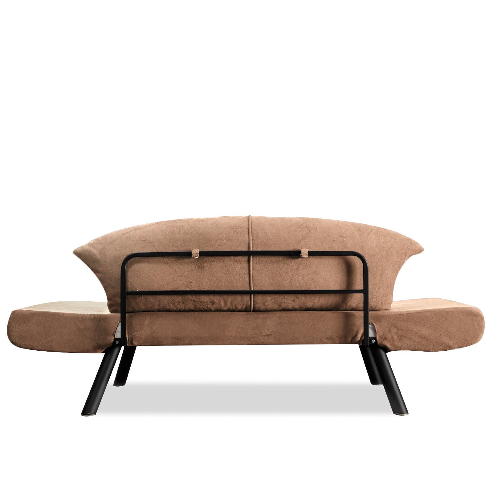 Sofá-cama elegante de 2 lugares, marrom claro, 177 x 87 x 75 cm | Estrutura 100% metálica, tecido fácil de limpar, braços multiposições, capacidade para 200 kg | Perfeito para espaços modernos