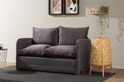 Sofá-cama moderno de 2 lugares, cinza, 128 x 70 x 66 cm | Estrutura 100% metálica e tecido de poliéster | Converte-se em cama de 200 x 120 cm | Design elegante e funcional