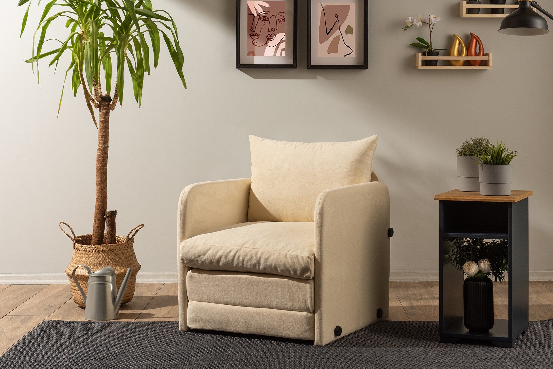 Sofá-cama de 1 lugar-Saga-Creme